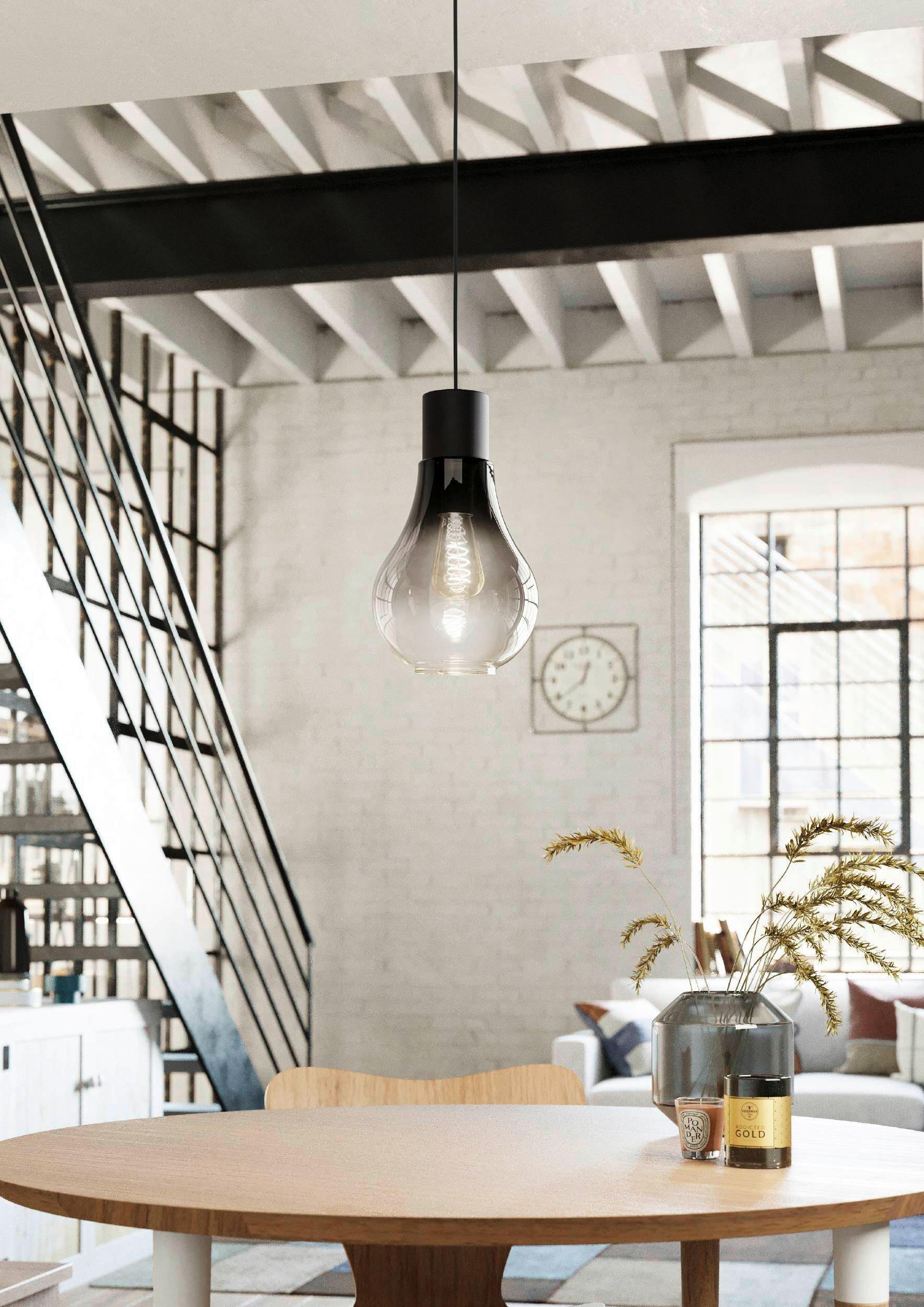 Hängeleuchte 43129_chasely - Schwarz/Grau, KONVENTIONELL, Glas/Metall (20/110cm) - Eglo