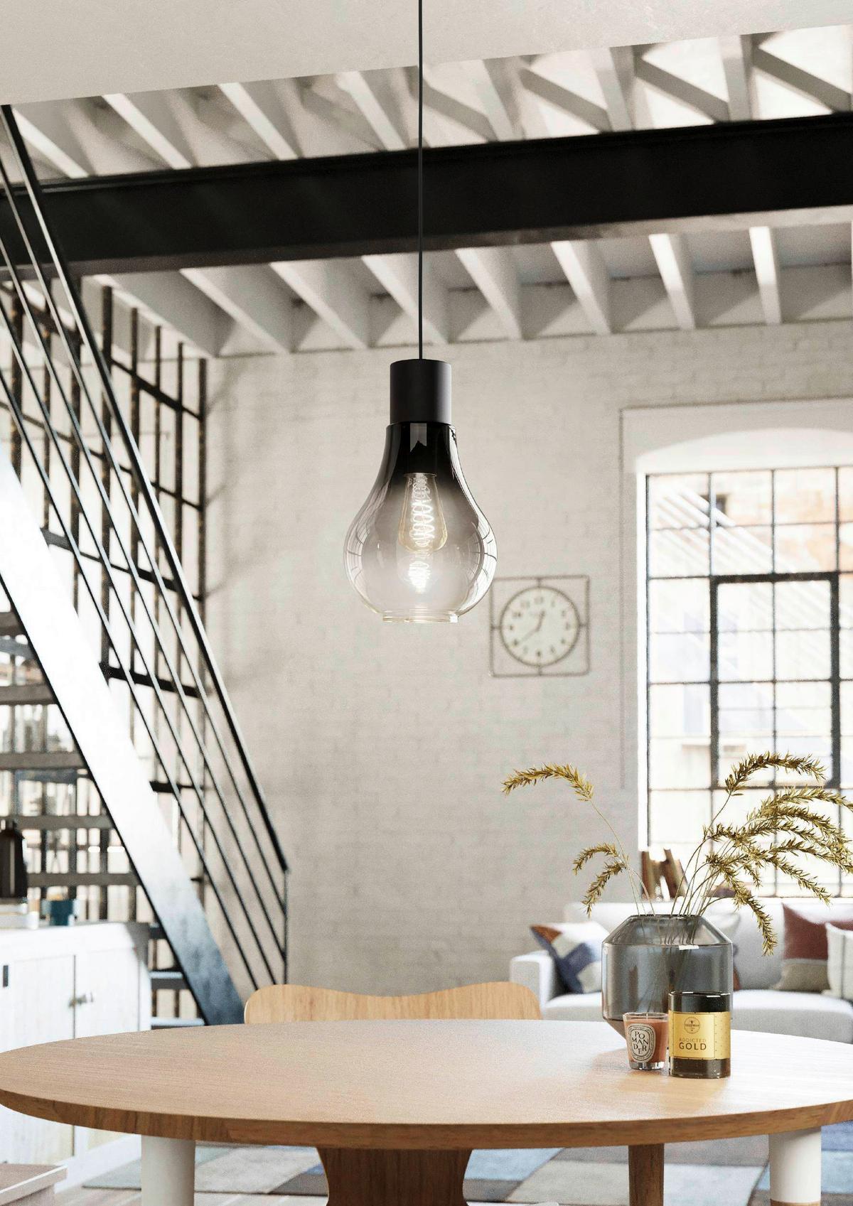 Hängeleuchte 43129_chasely - Schwarz/Grau, KONVENTIONELL, Glas/Metall (20/110cm) - Eglo