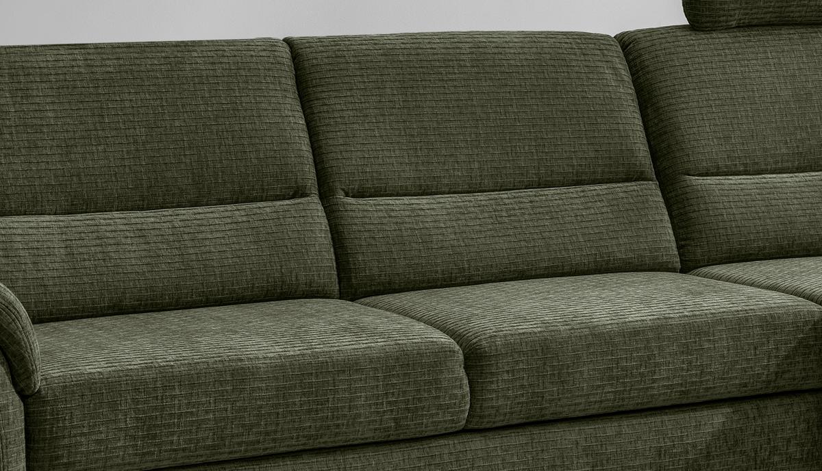 Ecksofa Cavoli, Olivgrün S: 279x176 cm - Schwarz/Olivgrün, MODERN, Textil (279/176cm) - Livetastic