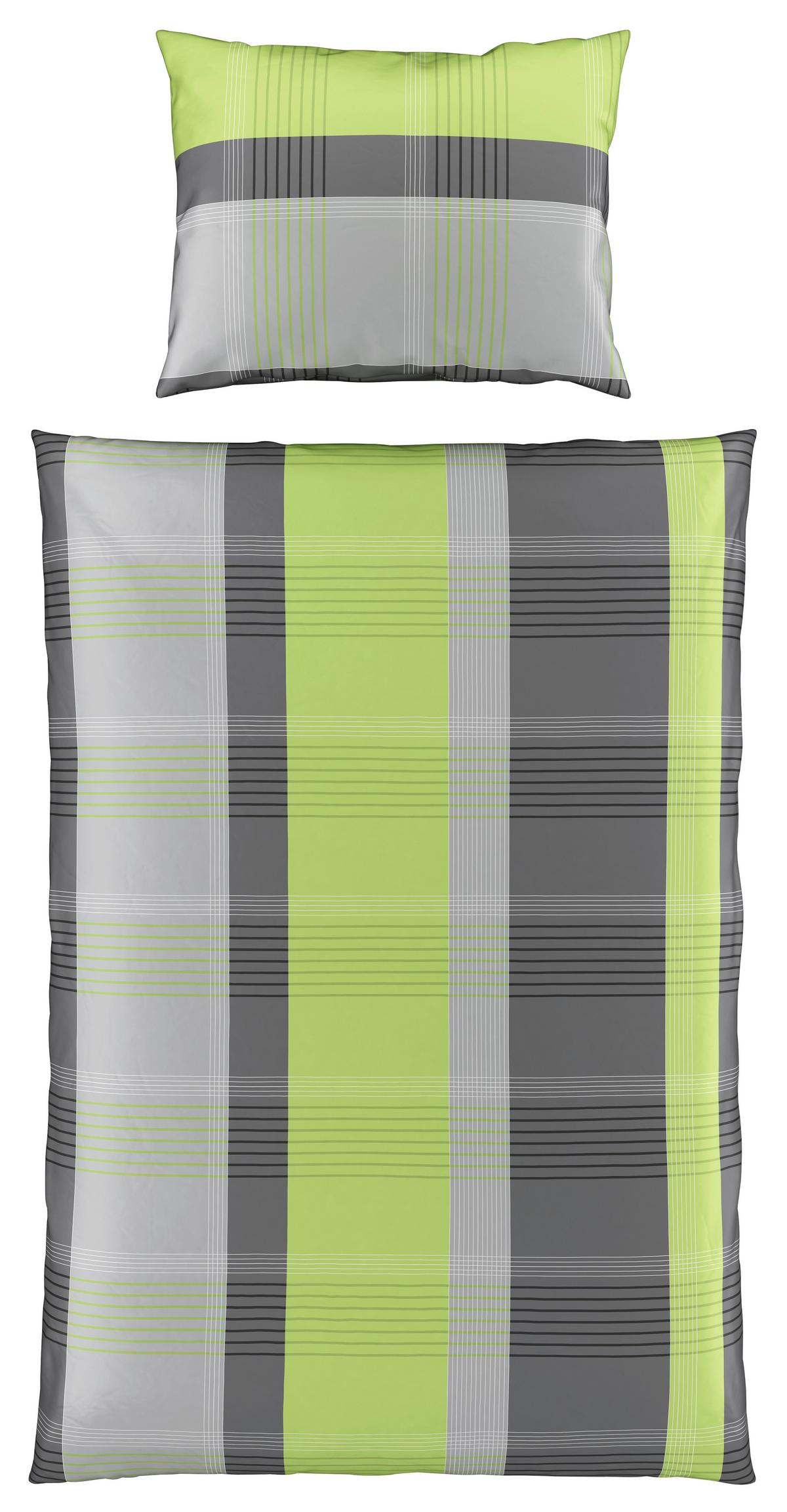 Satin Bettwäsche 140x200 cm Beatrix Baumwolle Grün - Grün, MODERN, Textil (140/200cm) - Luca Bessoni