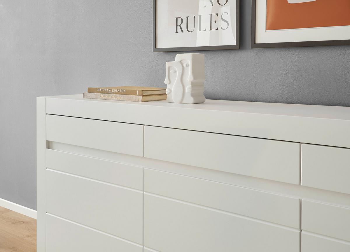 Sideboard Chester Weiß/Eichefarben B: 217cm - Eichefarben/Silberfarben, Design, Holzwerkstoff (217/90/42cm) - MID.YOU