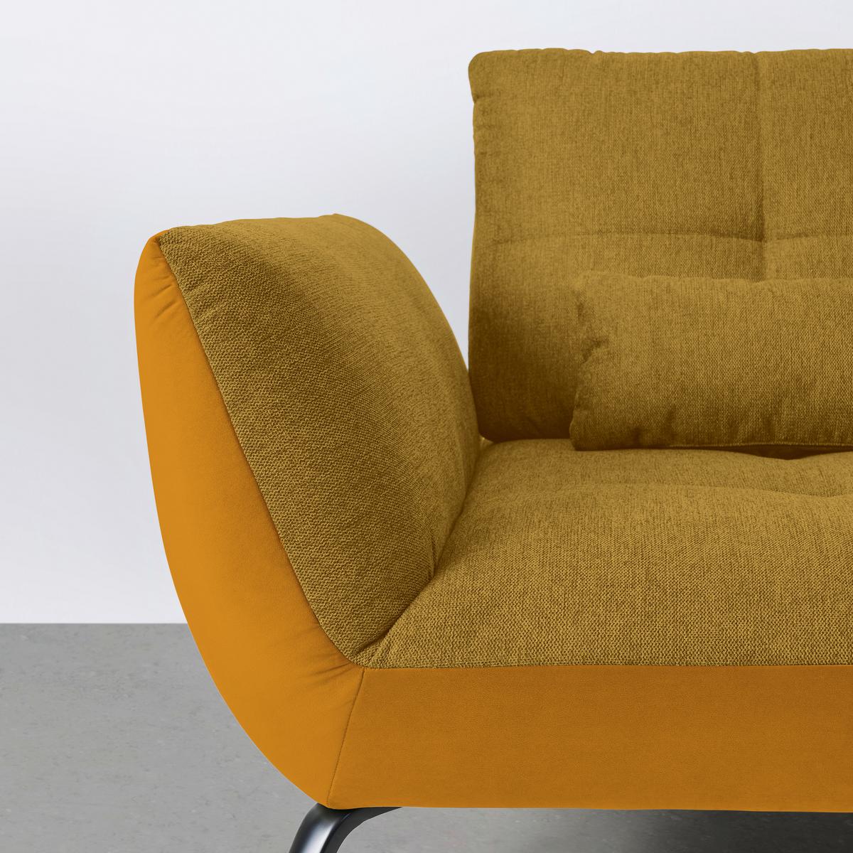 Rohová sedačka TRENDY, pravá, zlatá / hořčicově žlutá - černá/barvy zlata, Moderní, kov/kompozitní dřevo (310/93/250cm) - Premium Living
