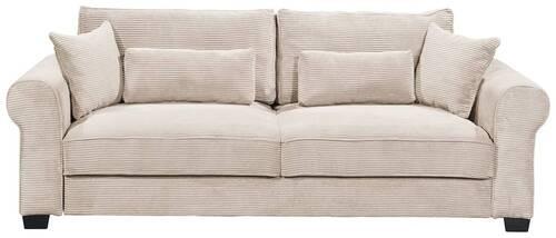 3-Sitzer-Sofa mit Schlaf- Funktion Angelina Creme Kord - Creme/Schwarz, Basics, Textil (250/95/125cm) - MID.YOU