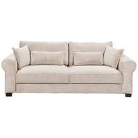 3-Sitzer-Sofa mit Schlaf- Funktion Angelina Creme Kord - Creme/Schwarz, Basics, Textil (250/95/125cm) - MID.YOU