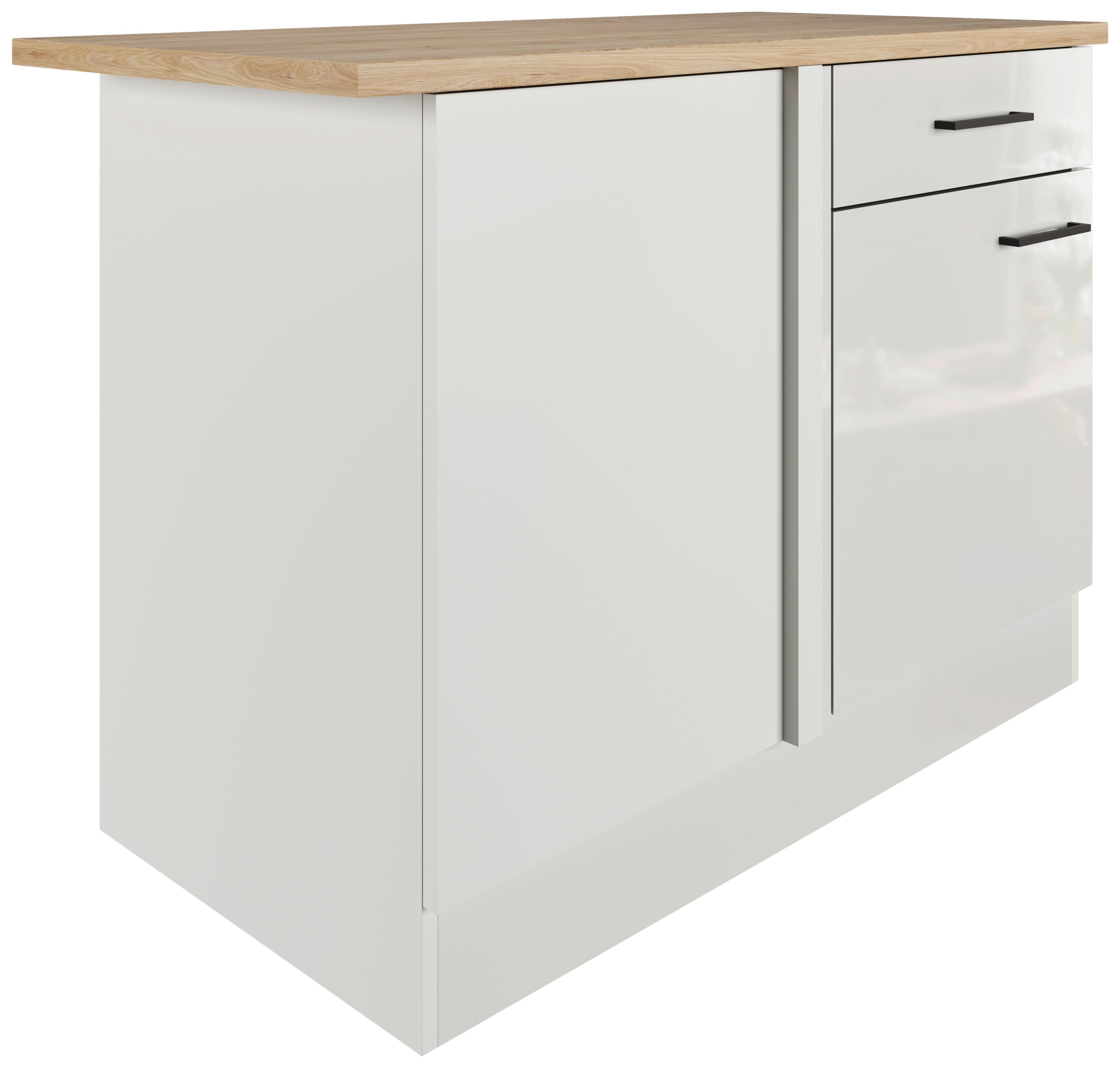 Rohová spodná skrinka LEVI - čierna/sivá, Modern, kov/kompozitné drevo (110/86/60cm) - FlexWell