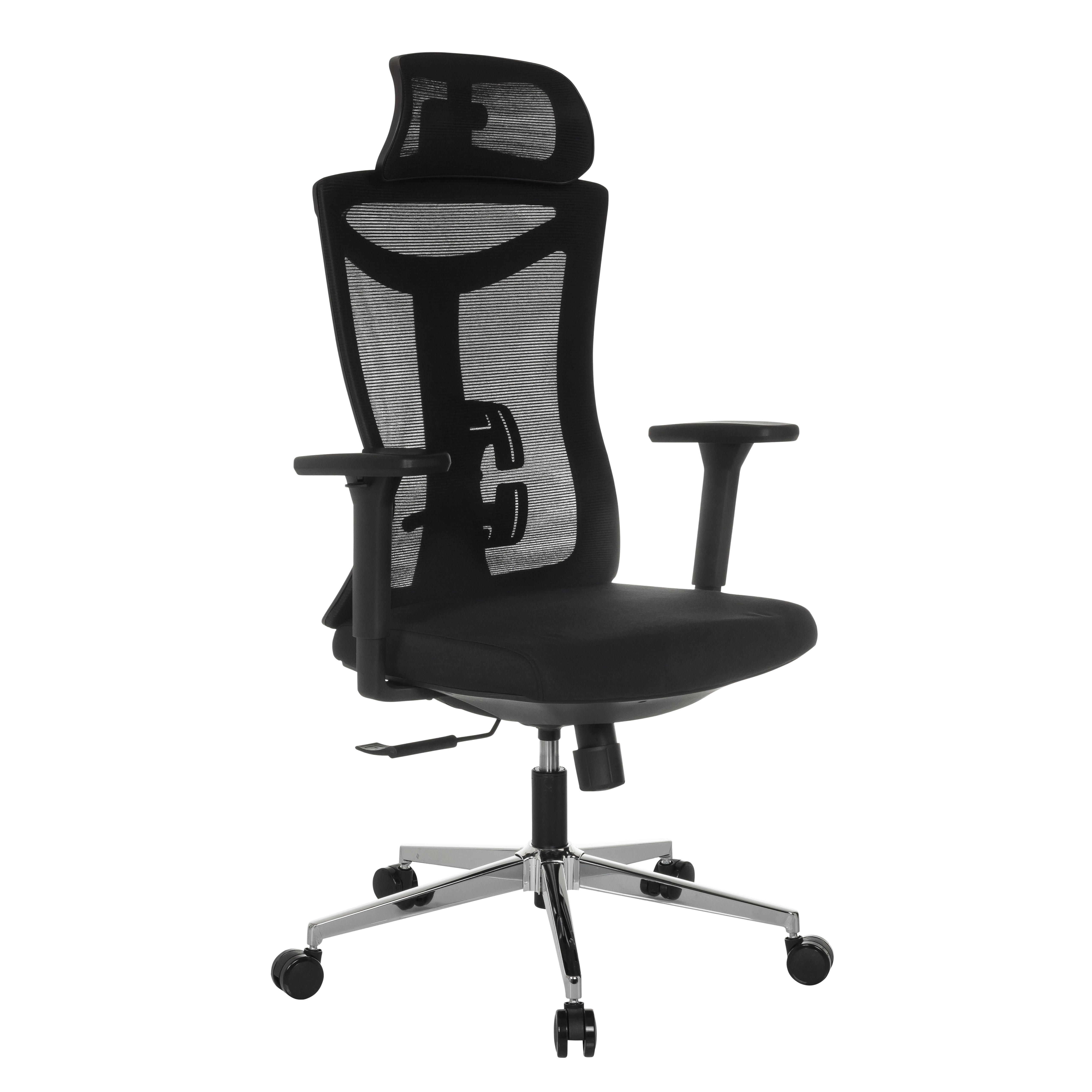 Drehstuhl Kamiak Schwarz B: 68 cm - Silberfarben/Schwarz, MODERN, Kunststoff/Textil (68/121 - 132/68cm) - MID.YOU