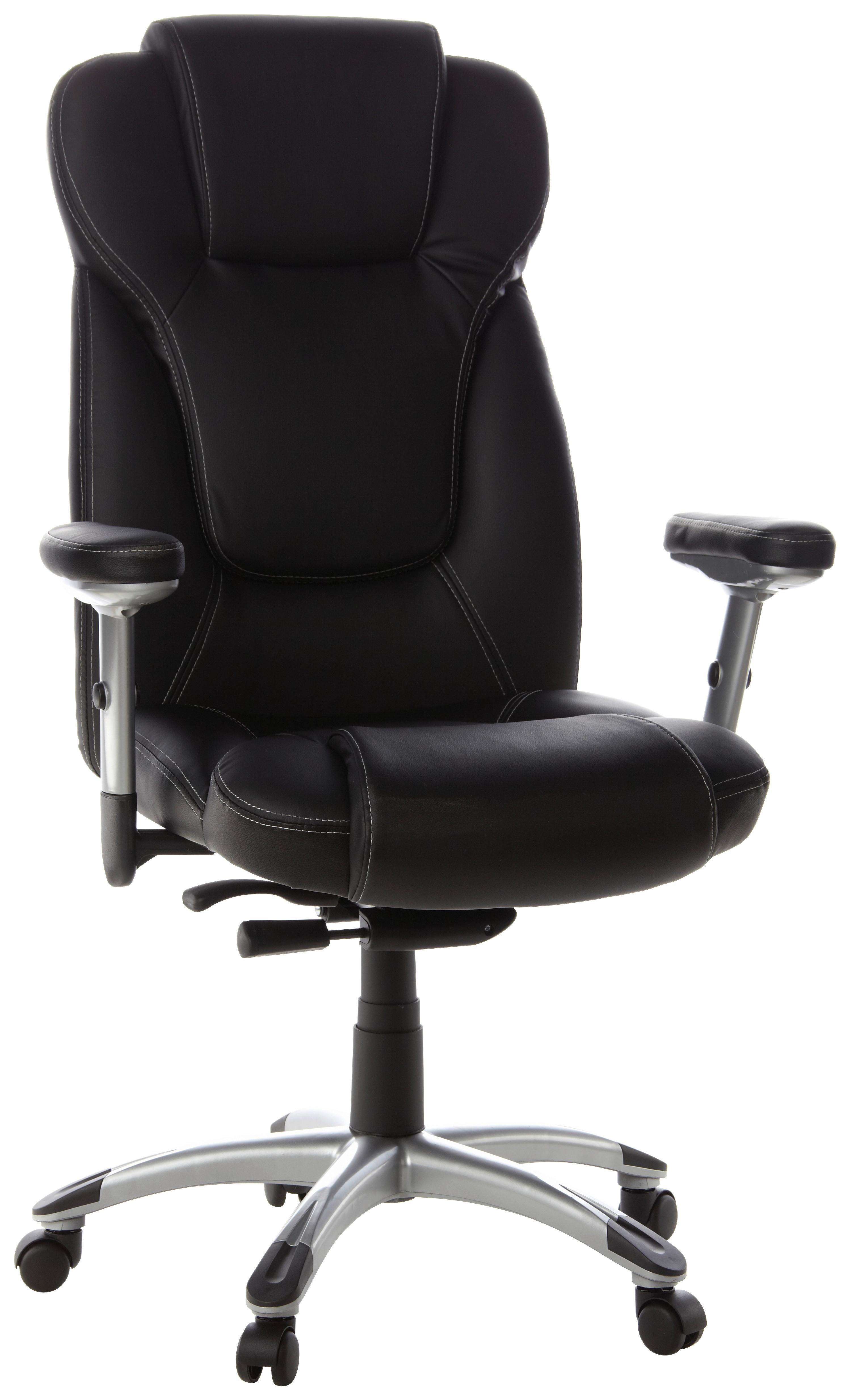 CHEFSESSEL EMBASSY 200 Schwarz - Silberfarben/Schwarz, MODERN, Leder/Kunststoff (63/131/53cm) - MID.YOU