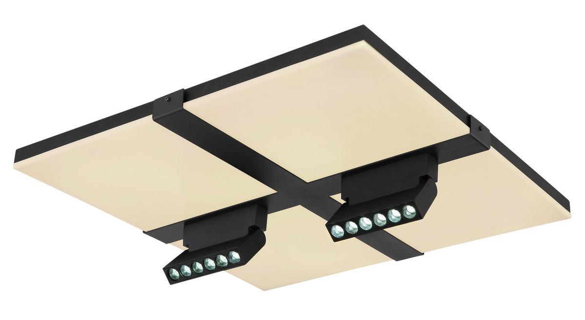 LED-Deckenleuchte 48118-30 - Opal/Schwarz, Design, Kunststoff/Metall (45/45/16,1cm) - Globo