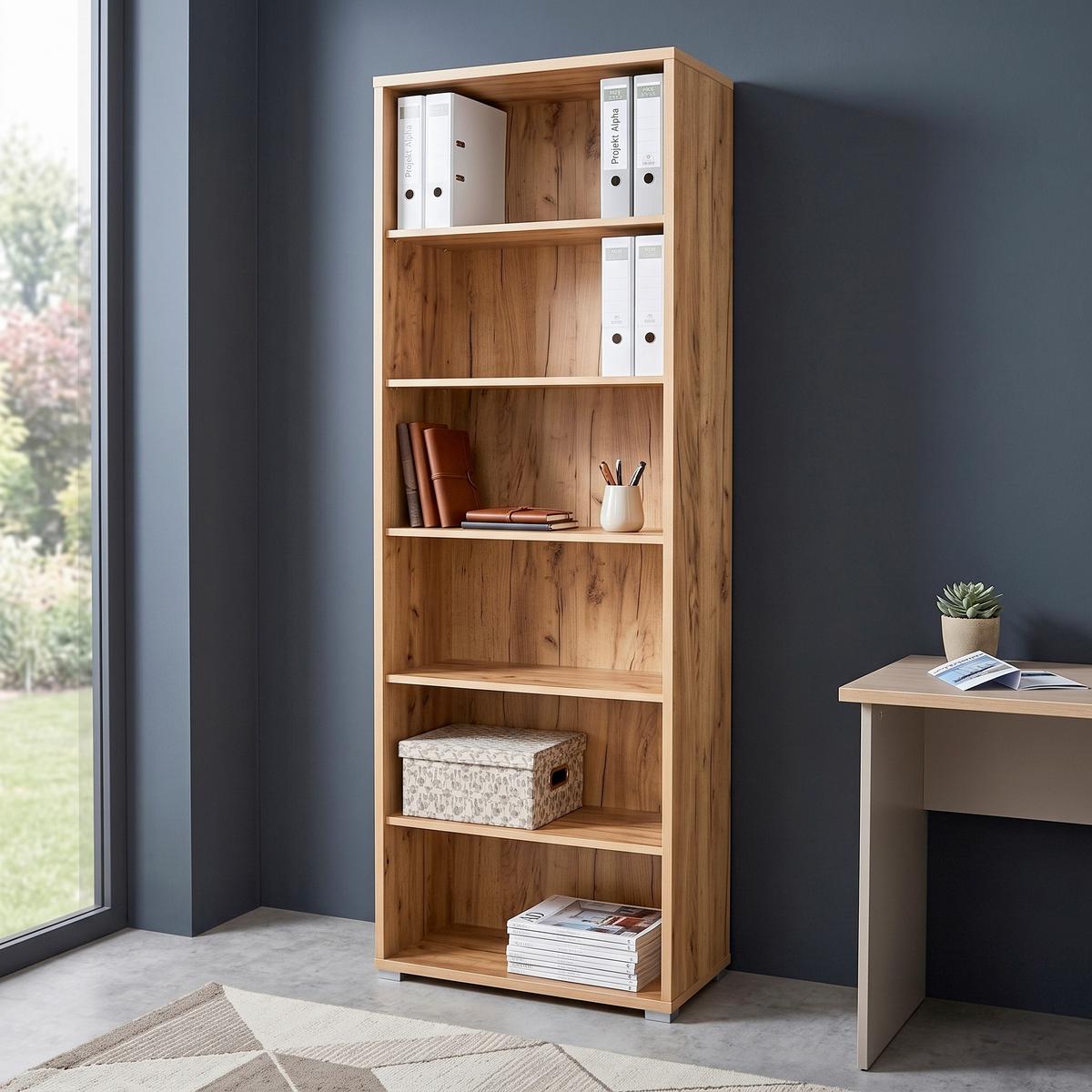 REGÁL NA DOKUMENTY PROFI - barvy dubu/barvy chromu, Moderní, kompozitní dřevo/plast (75/220/35cm) - Ondega