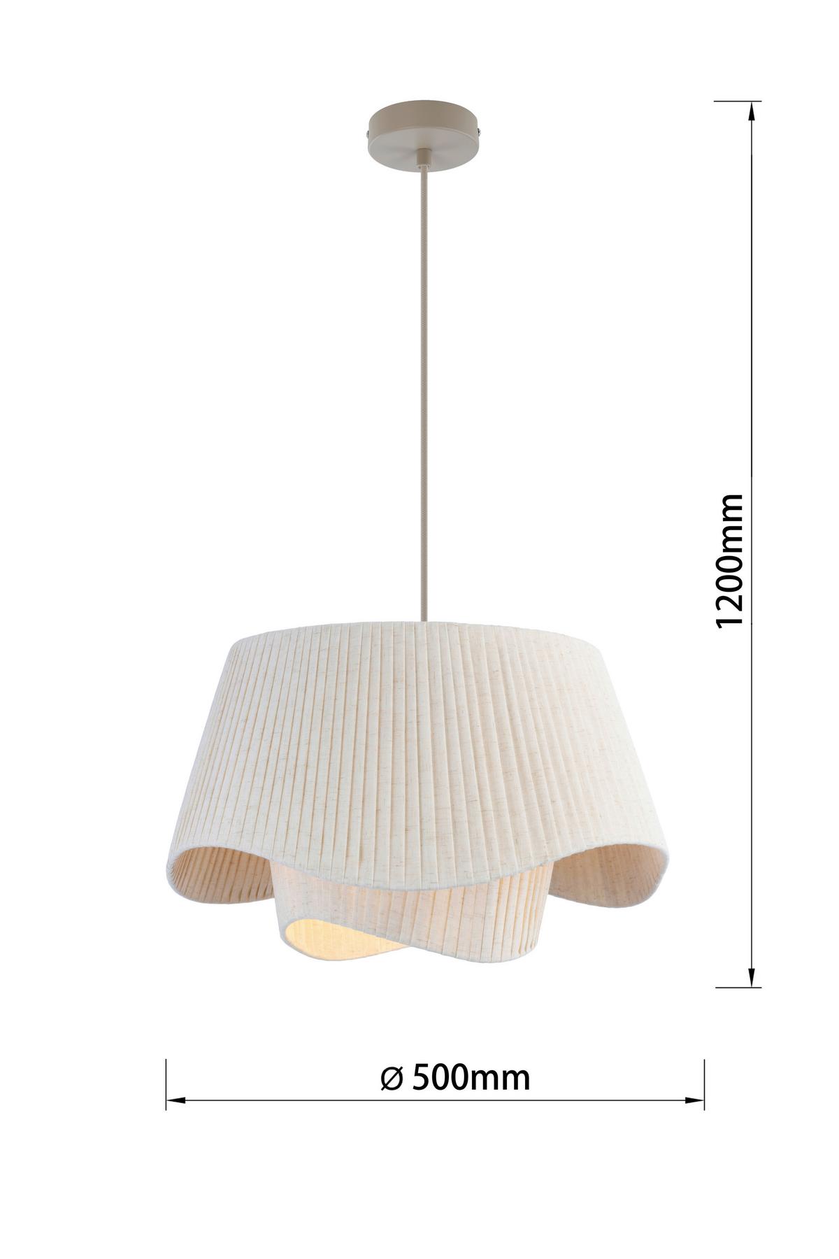 ZÁVESNÉ SVIETIDLO GABRIELE - béžová, Modern, kov/textil (50/50/120cm) - Mömax