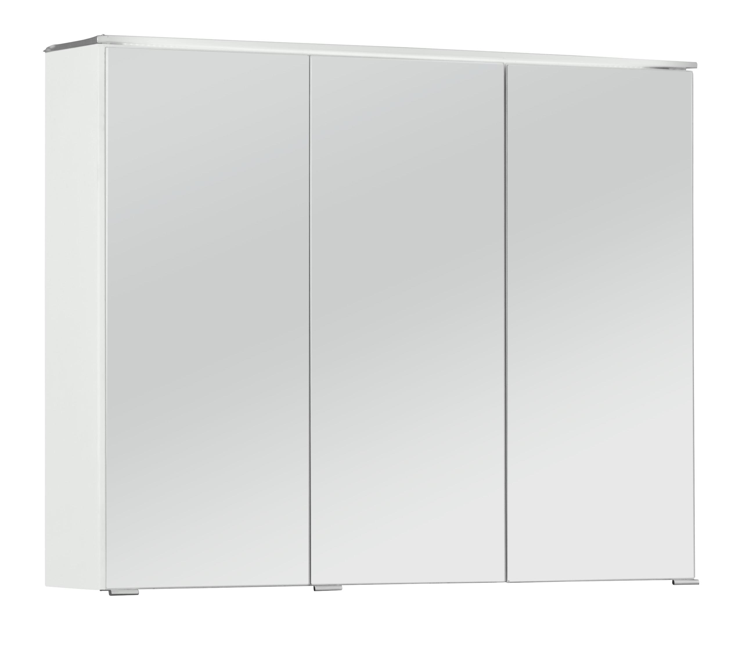 Spiegelschrank Inn Mit Led 3-Türig BxHxT: 90x72x18 cm - Weiß, MODERN, Glas/Holzwerkstoff (90/72/18cm)