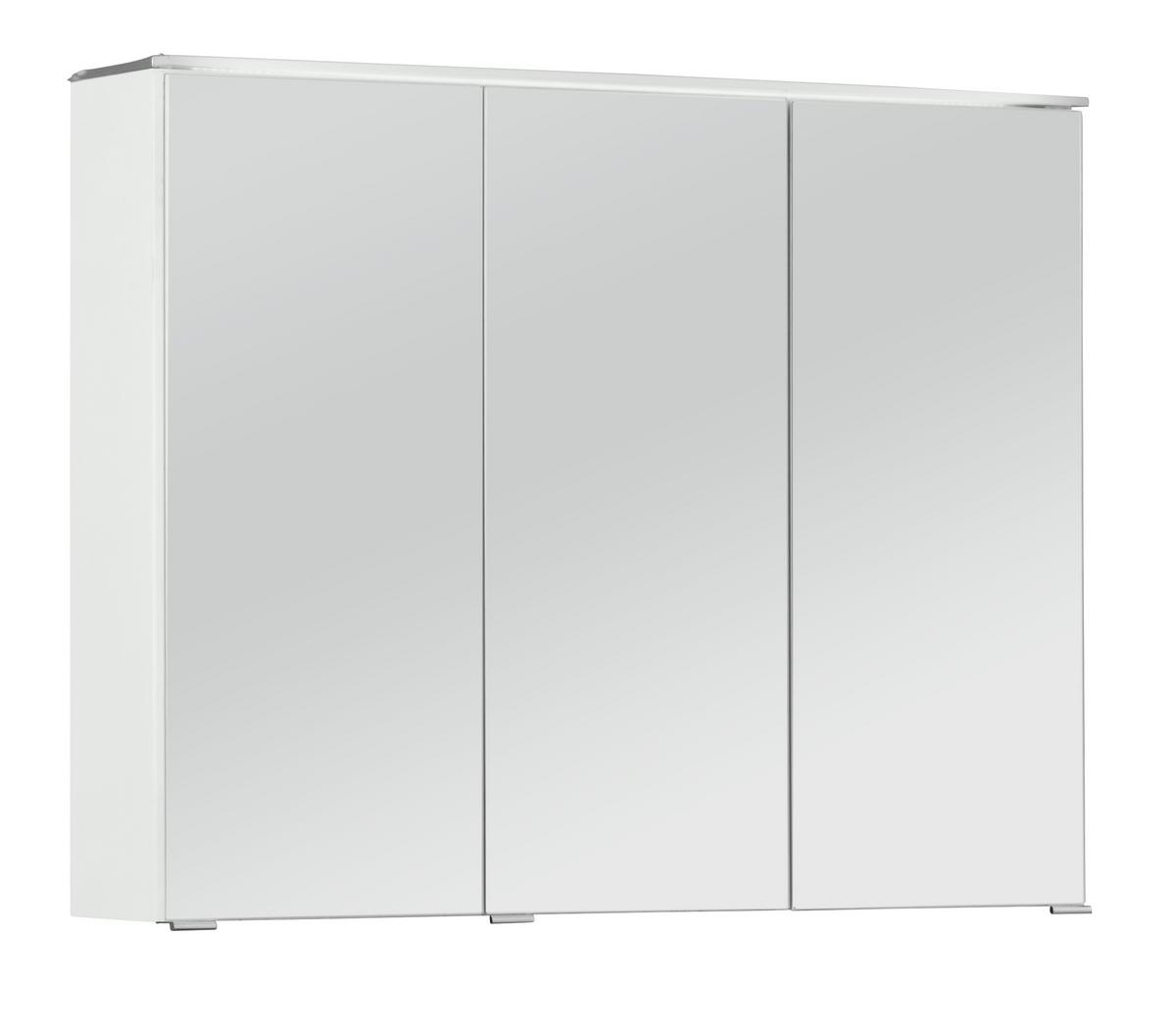 Spiegelschrank mit Led + Türendämpfer B: 90cm Weiß - Weiß, MODERN, Glas/Holzwerkstoff (90/72/18cm)