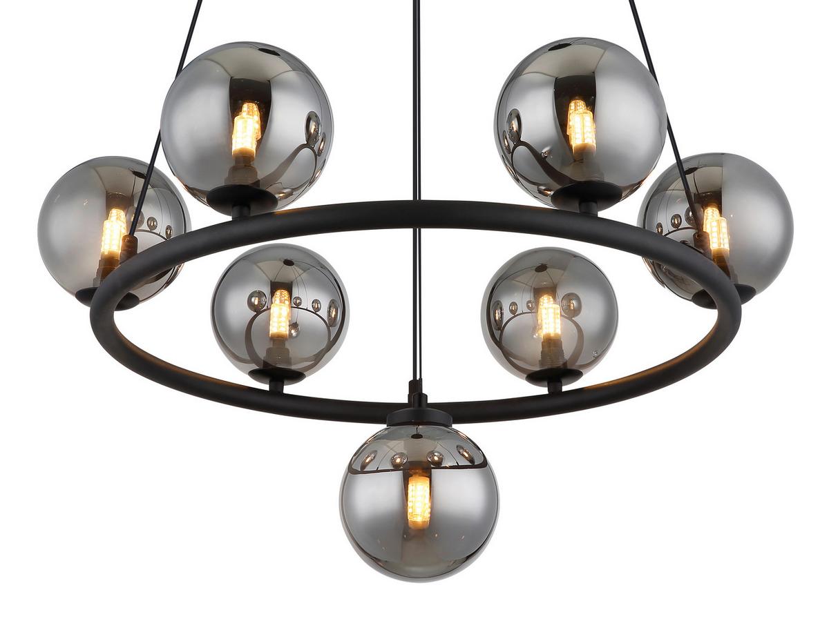 Led-hängeleuchte 56133-5h Riha - Transparent/Schwarz, Design, Glas/Kunststoff (60/120cm) - Globo