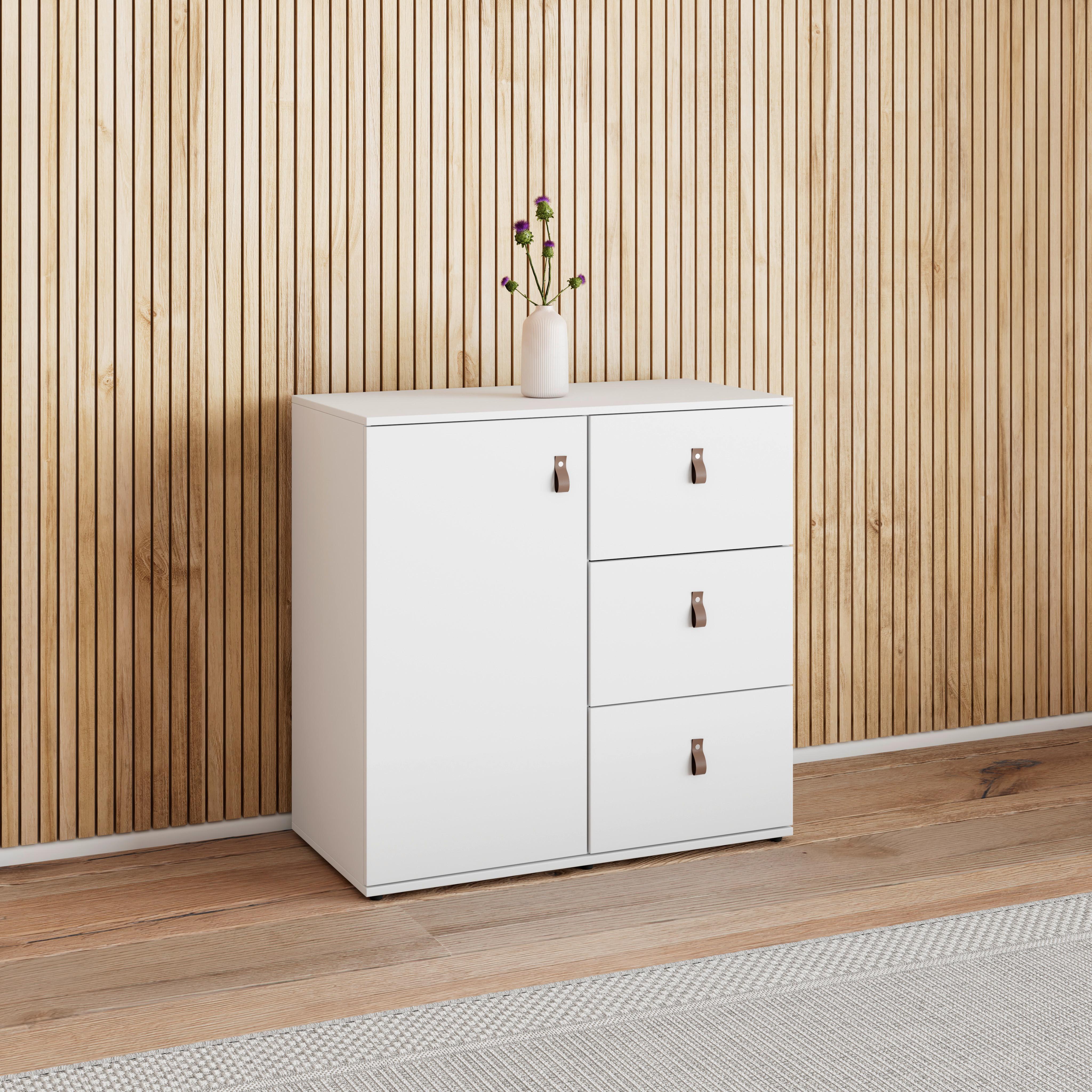 Komoda MICK - bílá/černá, Moderní, kompozitní dřevo/plast (80/79/40cm) - Modern Living
