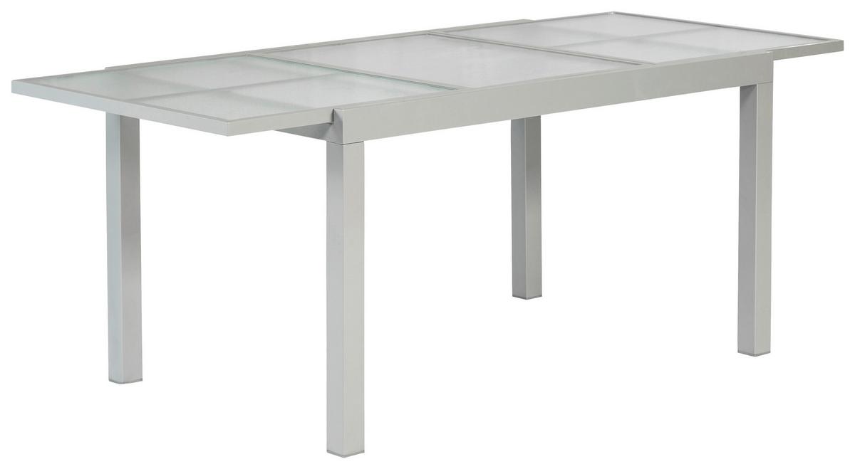 Gartentisch Ausziehbar Metall/glas L 120-180 Cm - Silberfarben, MODERN, Glas/Metall (120-180/90/75cm) - Gardenson