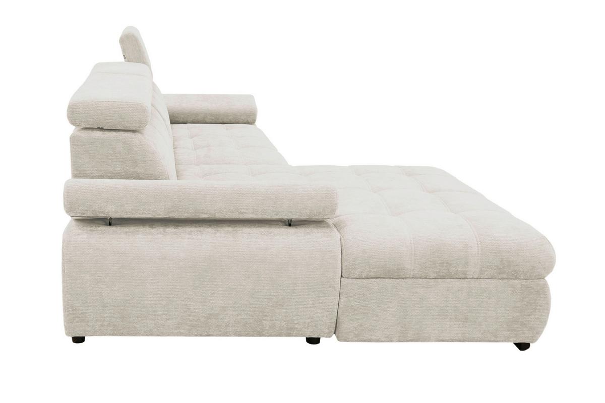 Rohová sedačka VEGAS, levá, béžová žinylka - černá/béžová, Design, dřevo/textil (173/294cm)