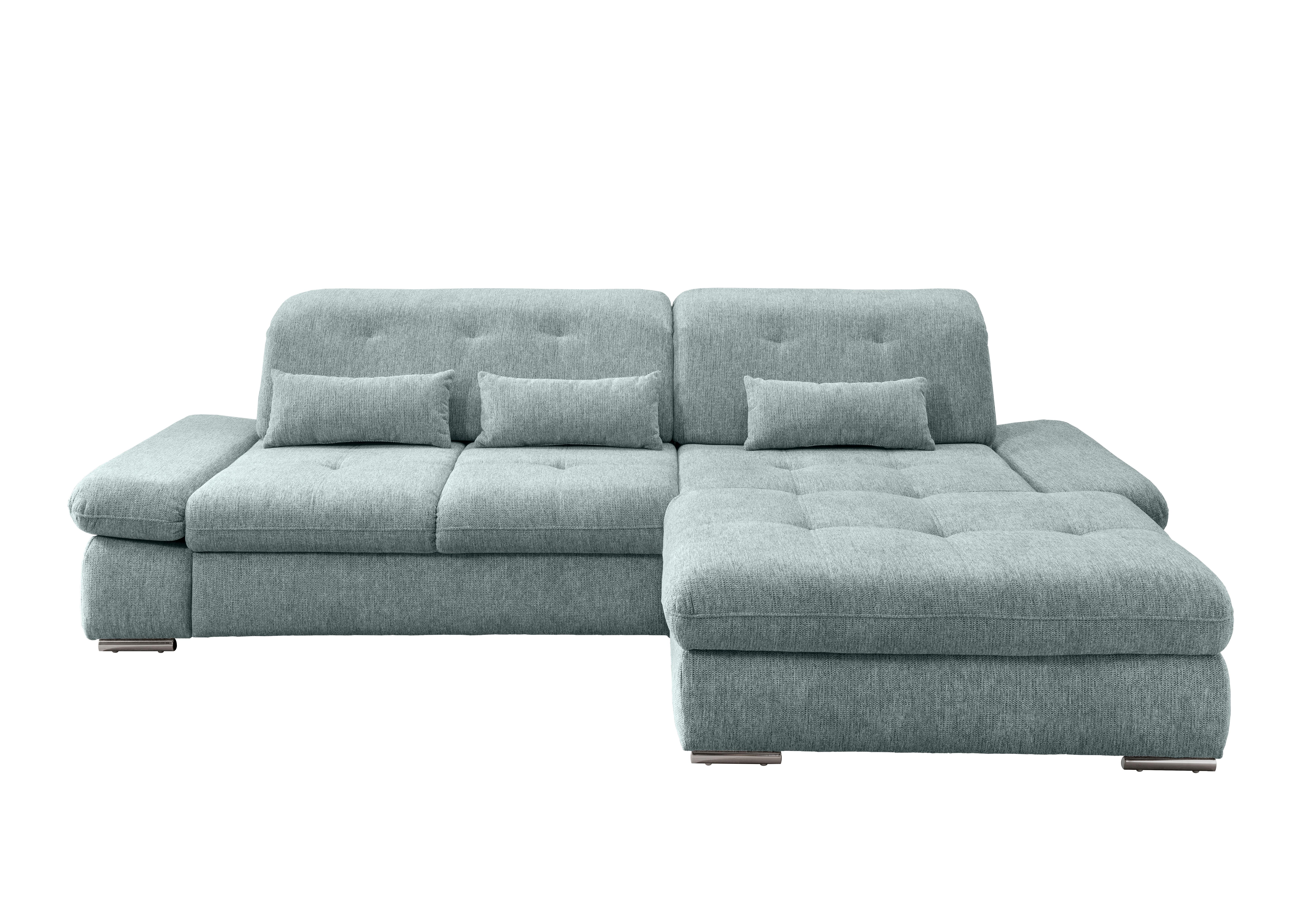 Ecksofa Dalida Blau S: 300x196 cm - Chromfarben/Blau, Design, Textil (300/196cm) - Livetastic