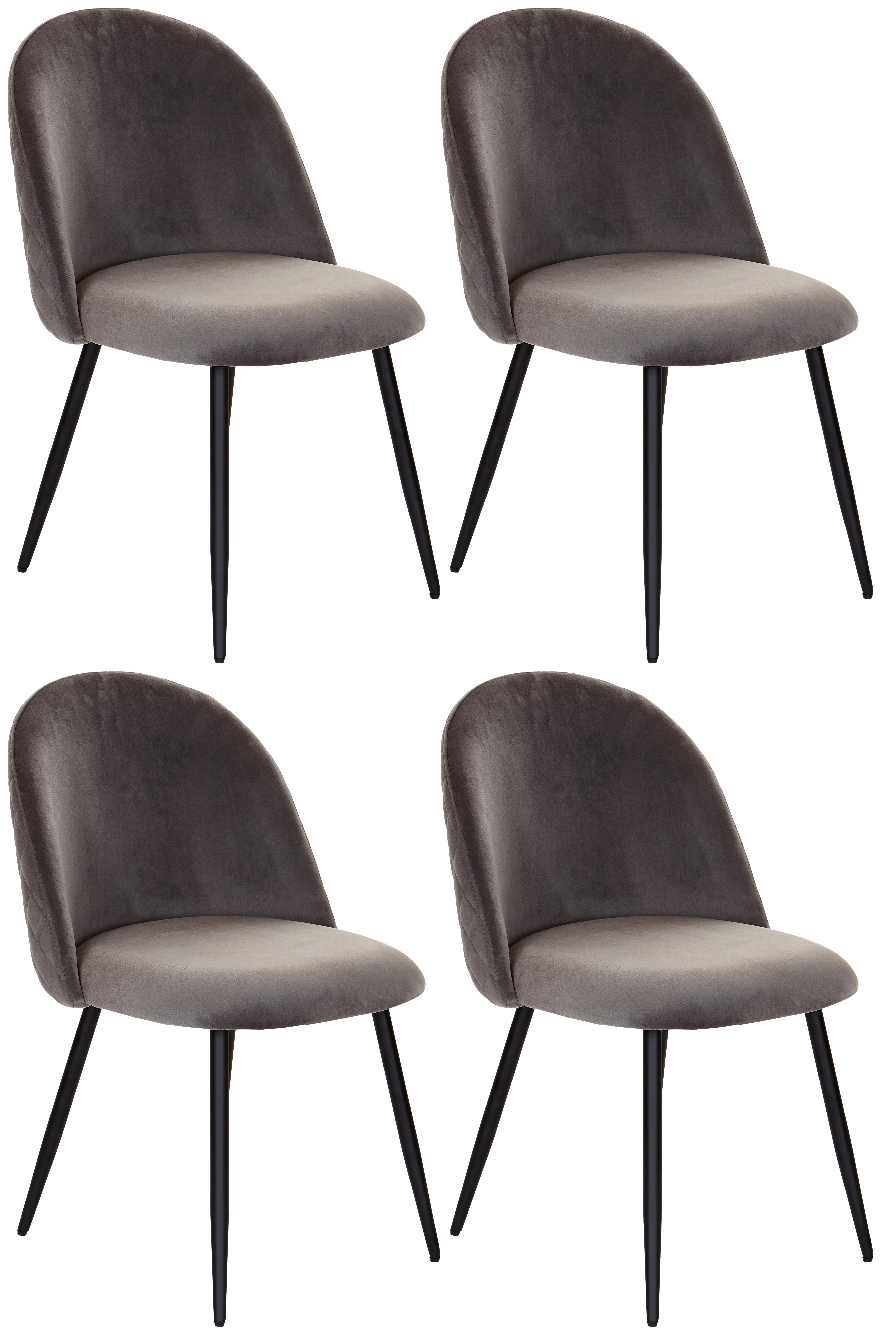 Polsterstuhl Torres Dunkelgrau Schwarz Echtholz Beine 4er-Set - Dunkelgrau/Schwarz, MODERN, Holz/Textil (51/79/58cm) - MID.YOU