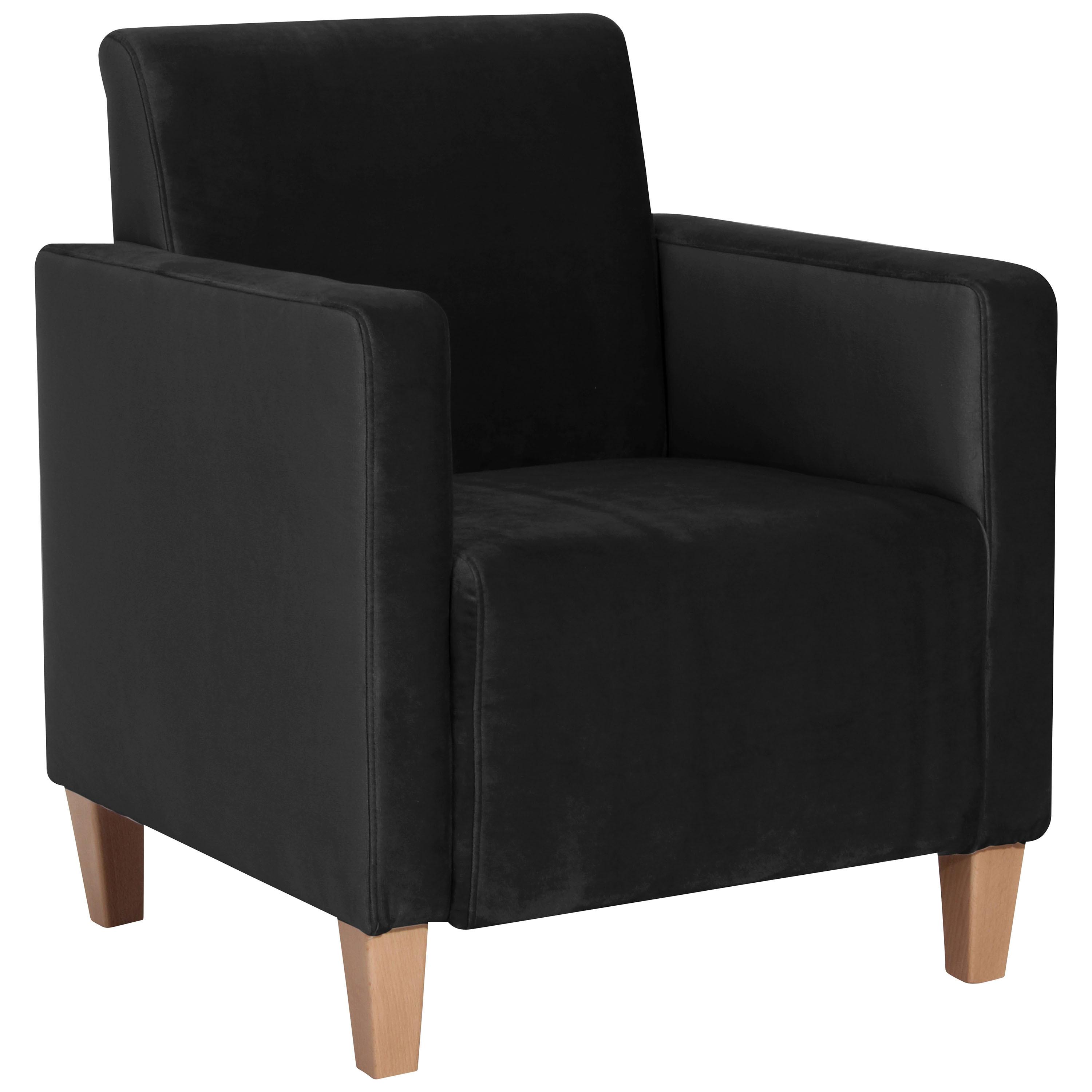 Polstersessel Mit Armlehnen Milla Samt/velours Schwarz - Schwarz/Naturfarben, Design, Textil (71/81/70cm) - Max Winzer