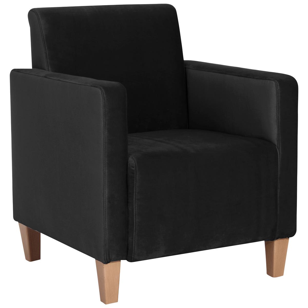 Polstersessel Mit Armlehnen Milla Samt/velours Schwarz - Schwarz/Naturfarben, Design, Textil (71/81/70cm) - Max Winzer