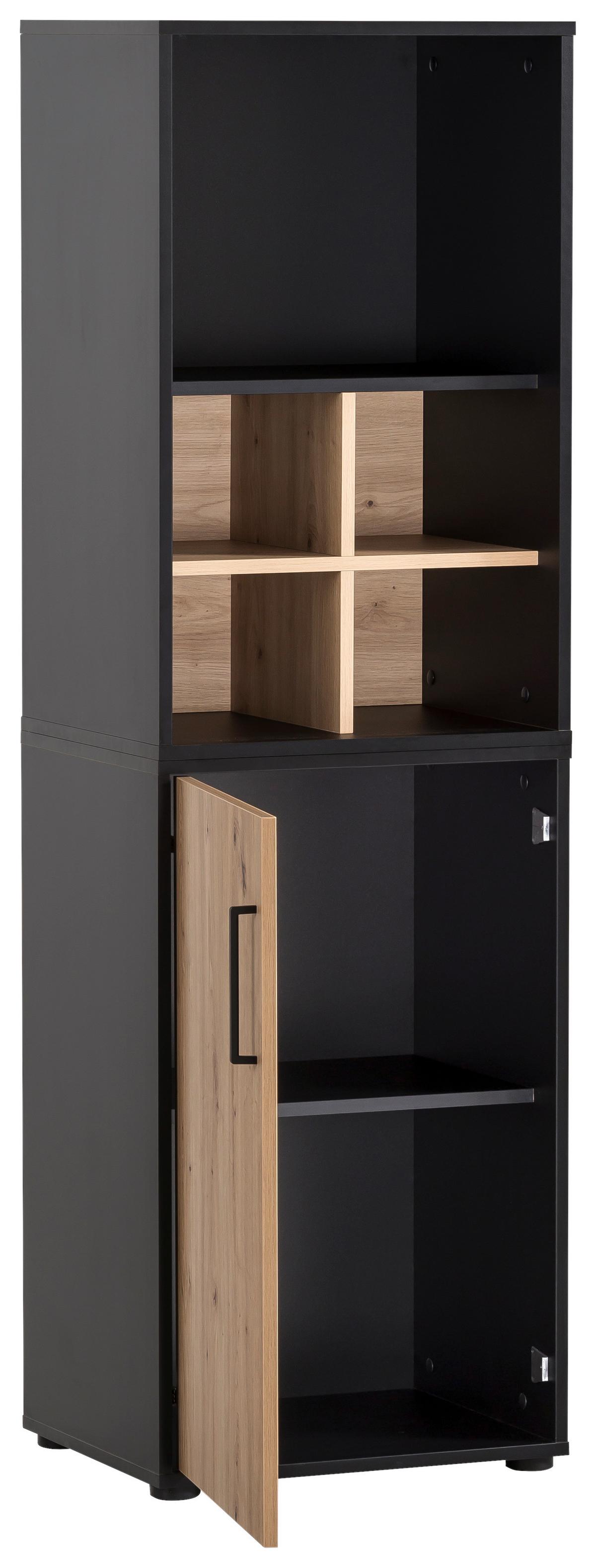 Aktenschrank Aino Eiche Dekor /schwarz B: 50,95 Cm - Schwarz/Eiche Artisan, MODERN, Holzwerkstoff (50,95/83,6/41cm) - MID.YOU