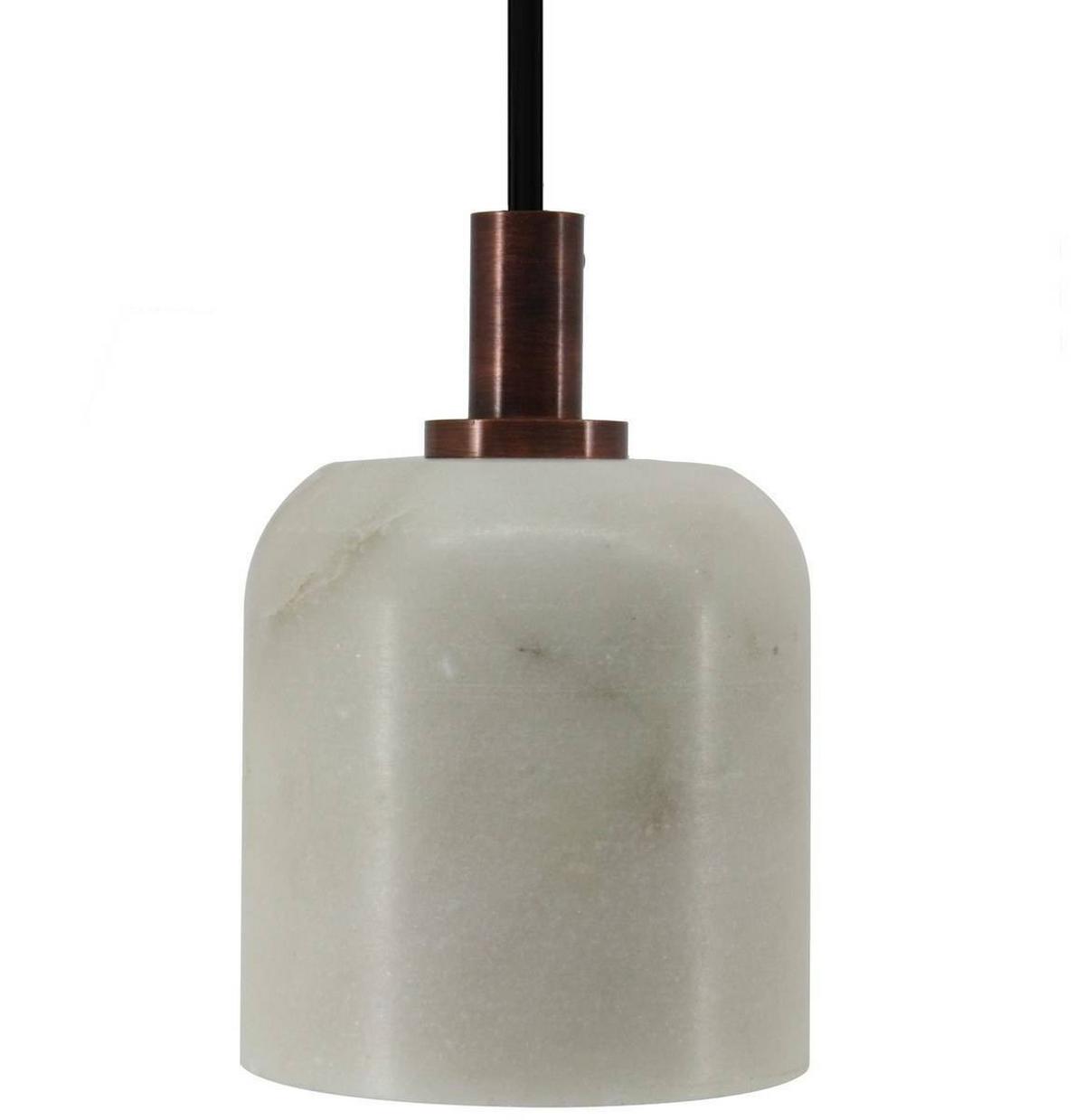 Hängeleuchte Sigma H: 36 Cm 1-Flammig Naturstein - Weiß, Trend, Stein/Metall (10,5/10,5/36cm) - Kayoom