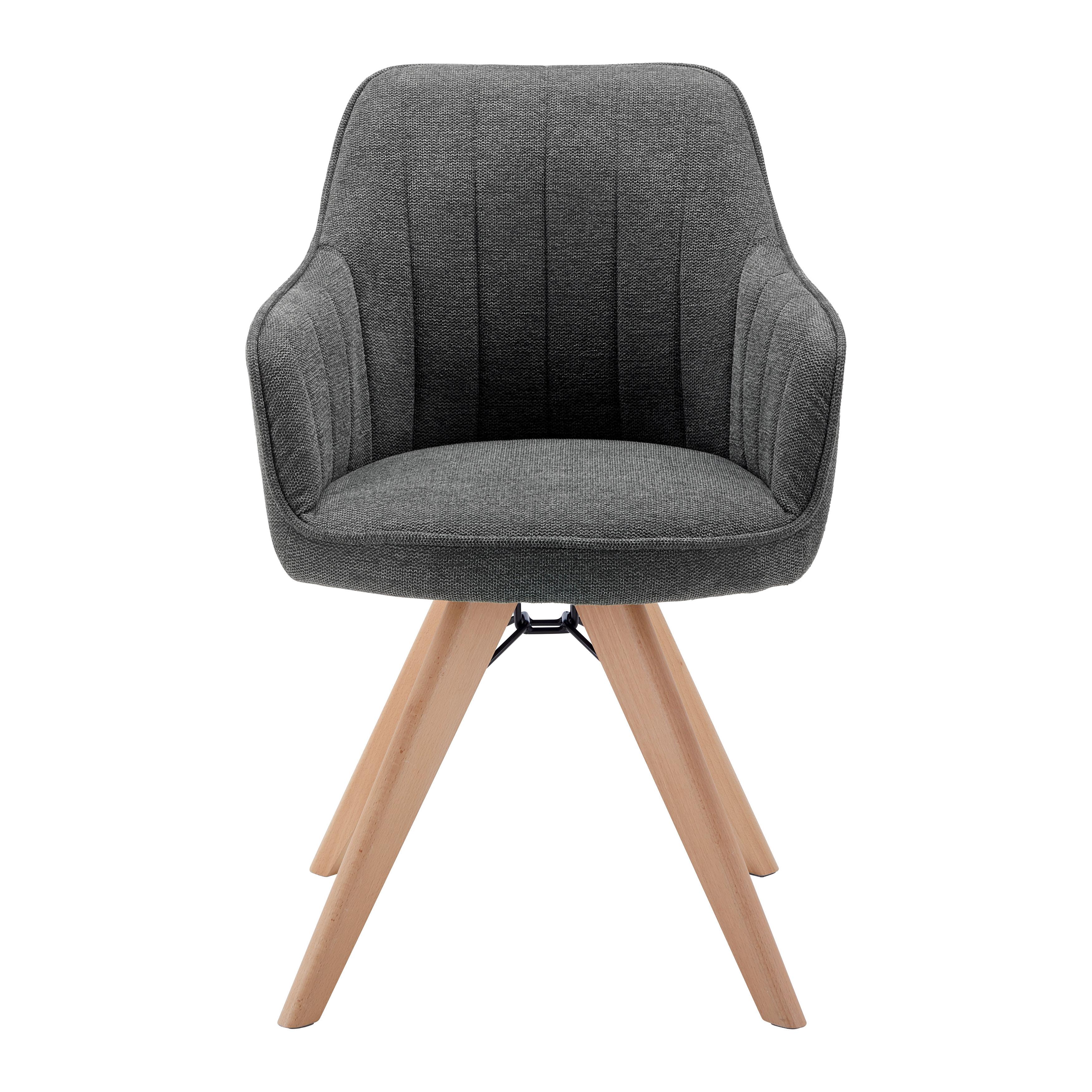 Otoční Židle S Područkami Elin Světlešedá - tmavě šedá/barvy buku, Moderní, kov/dřevo (56,5 cm/85/60,5 cmcm) - Bessagi Home