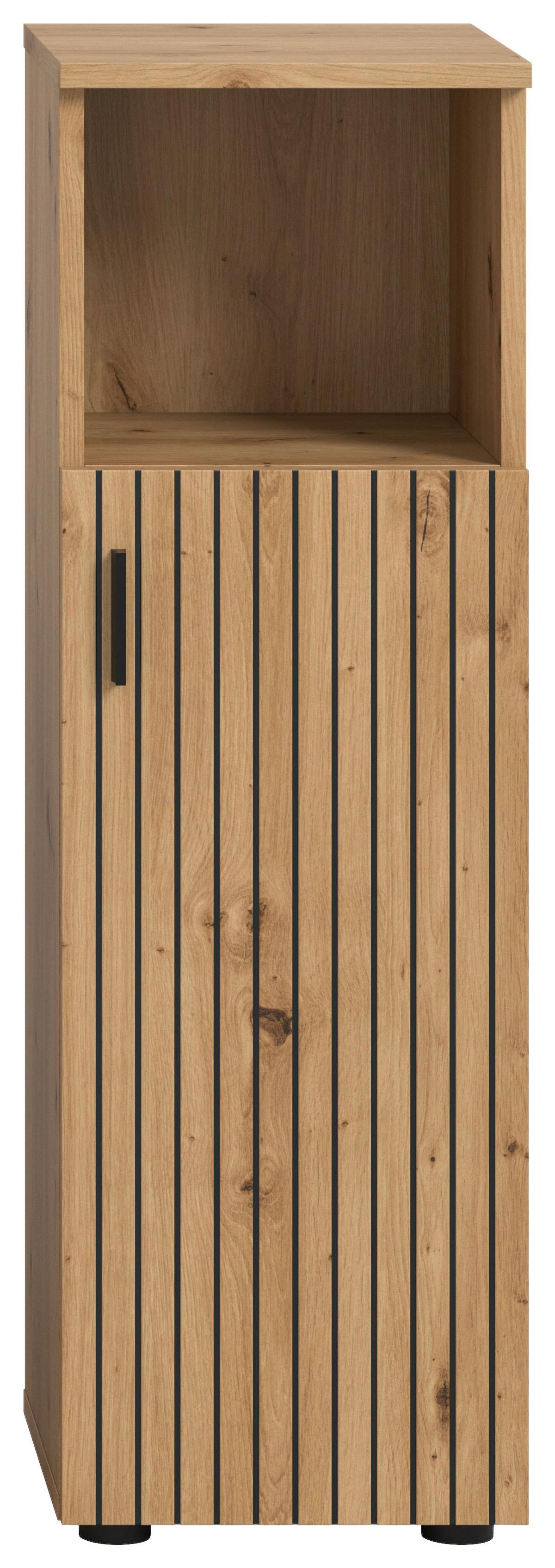 Midischrank Mone Eiche Artisan B: 30cm - Schwarz/Eiche Artisan, Basics, Holzwerkstoff (30/95/30cm) - MID.YOU