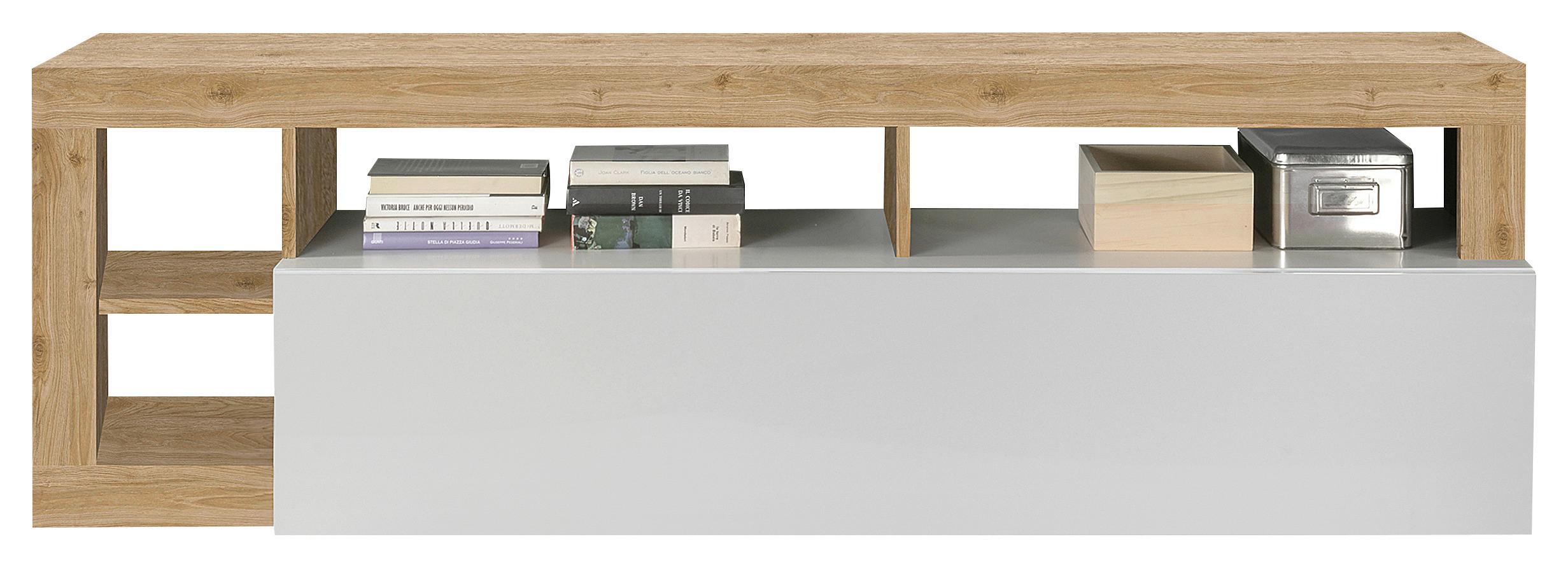 TV-Element Hamburg Eiche Dekor, Weiß Hg B: 184cm