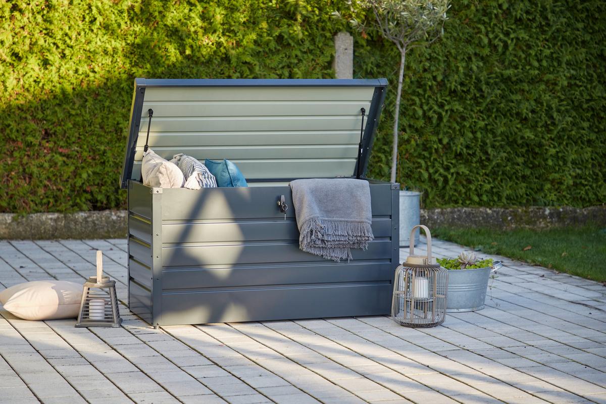 Kissenbox Wasserfest 120x61x62 Cm 350 L Anthrazit - Anthrazit, Basics, Metall (120/61/62cm)