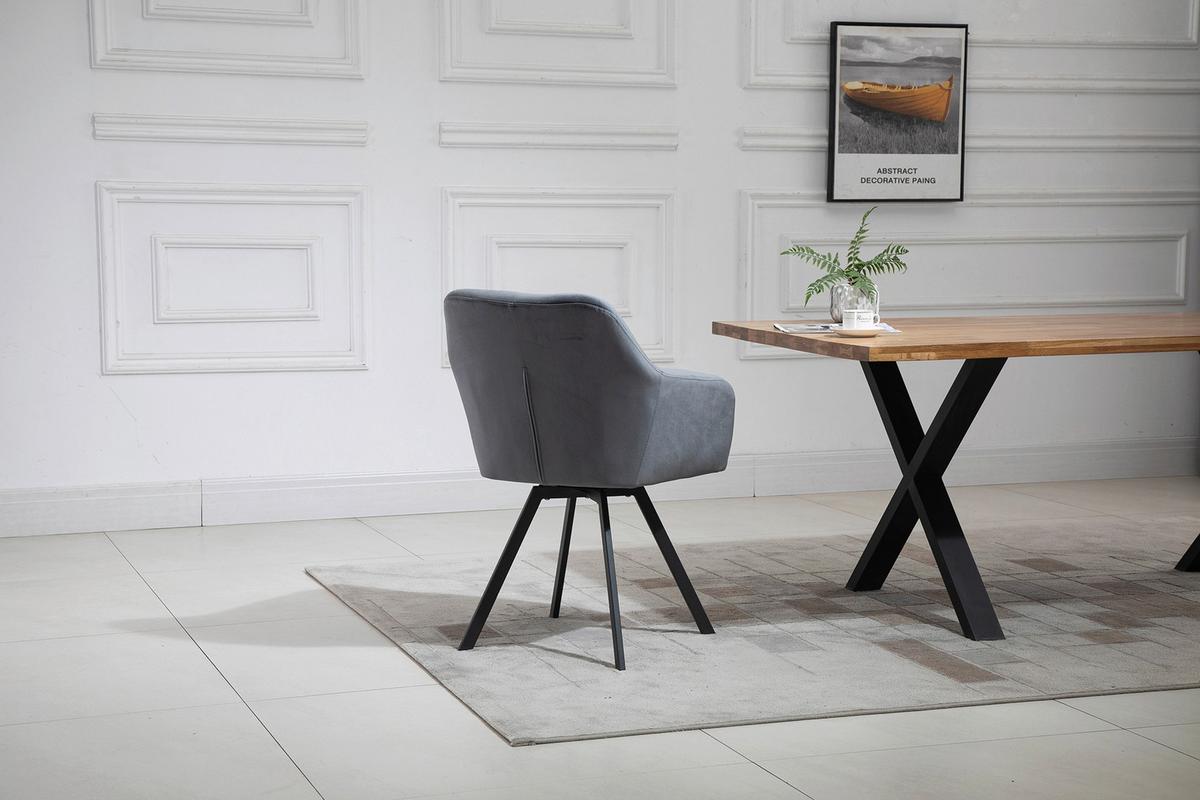 Armlehnstuhl Grau B: 61 Cm - Schwarz/Grau, MODERN, Textil/Metall (61/85/62cm) - Livetastic