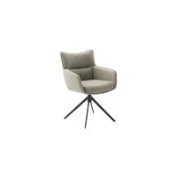 Armlehnstuhl Limone 2 Leder Creme 360° Drehbar - Creme/Schwarz, KONVENTIONELL, Leder/Metall (61/88/63cm)