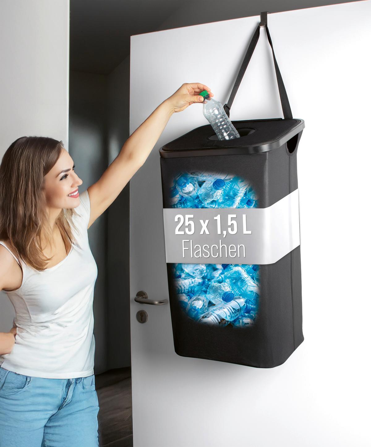 Flaschen/Dosensammelbehälter 80 Liter - Schwarz, Basics, Naturmaterialien/Kunststoff (40/32.5/72cm)