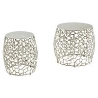 Beistelltisch 2-Teilig Wohnling ,silberfarben - Silberfarben, Design, Metall (46/46/42cm) - MID.YOU