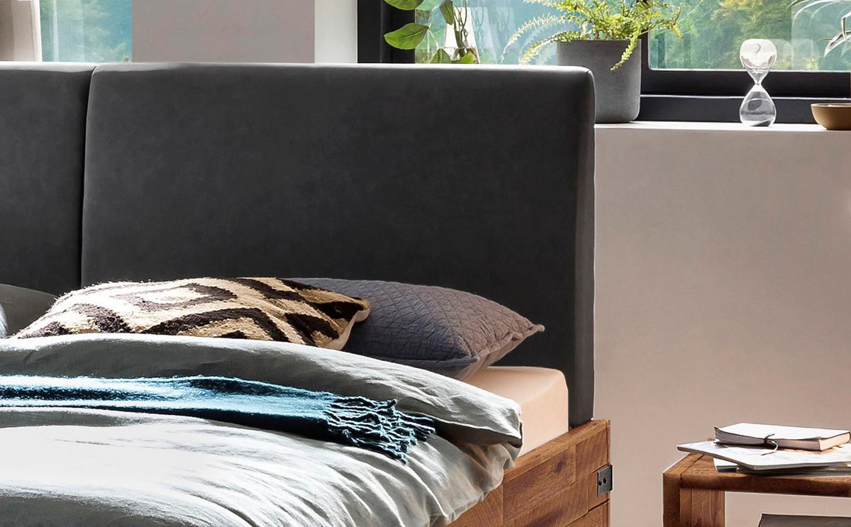 Bett Ezzino Braun/anthrazit B: 140x200 Cm - Anthrazit/Braun, MODERN, Holz/Textil (140/200cm) - Hasena