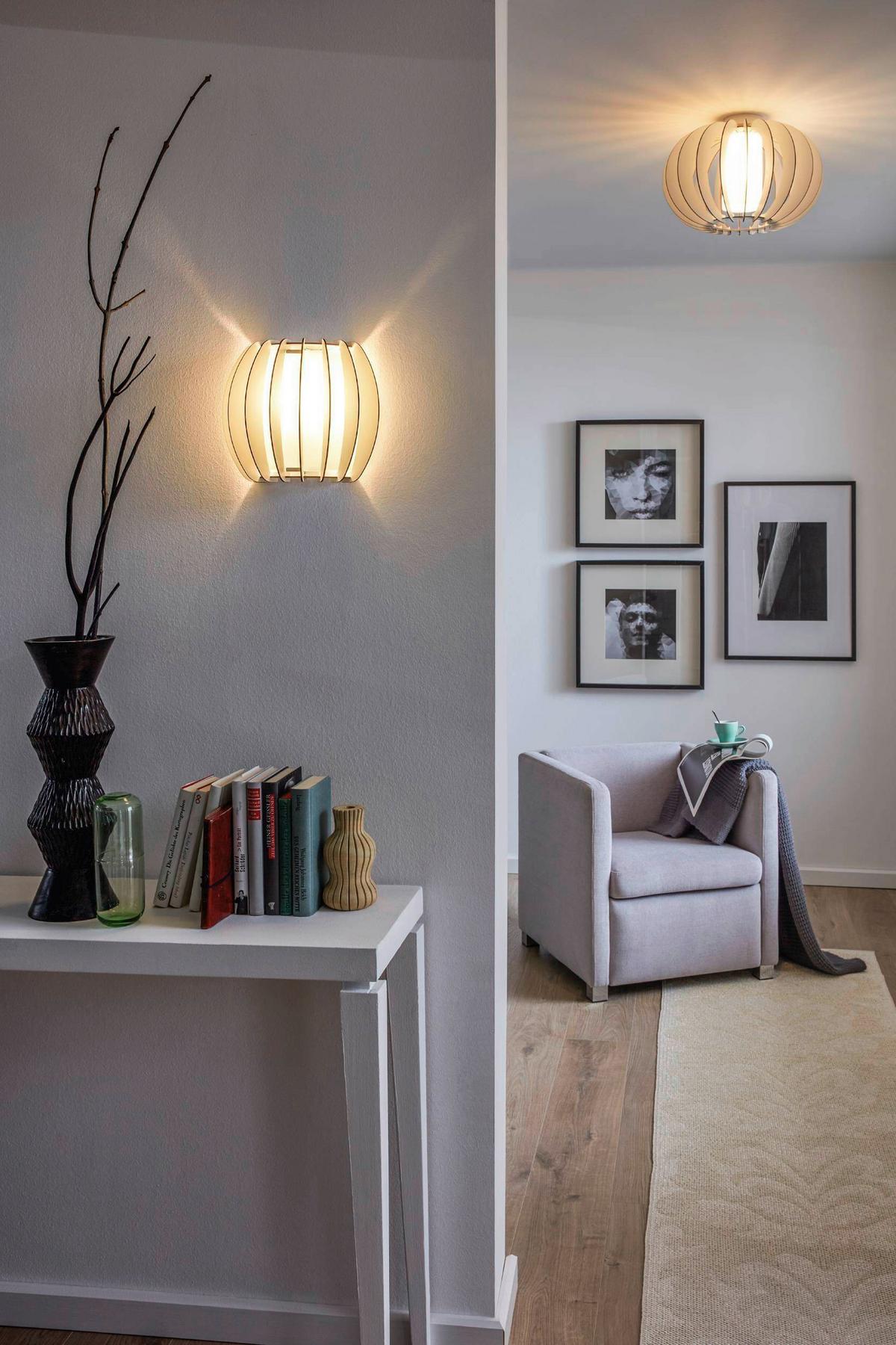 Deckenleuchte 95605* Stellato 2 - Weiß, Basics, Glas/Holz (40/27,5cm) - Eglo