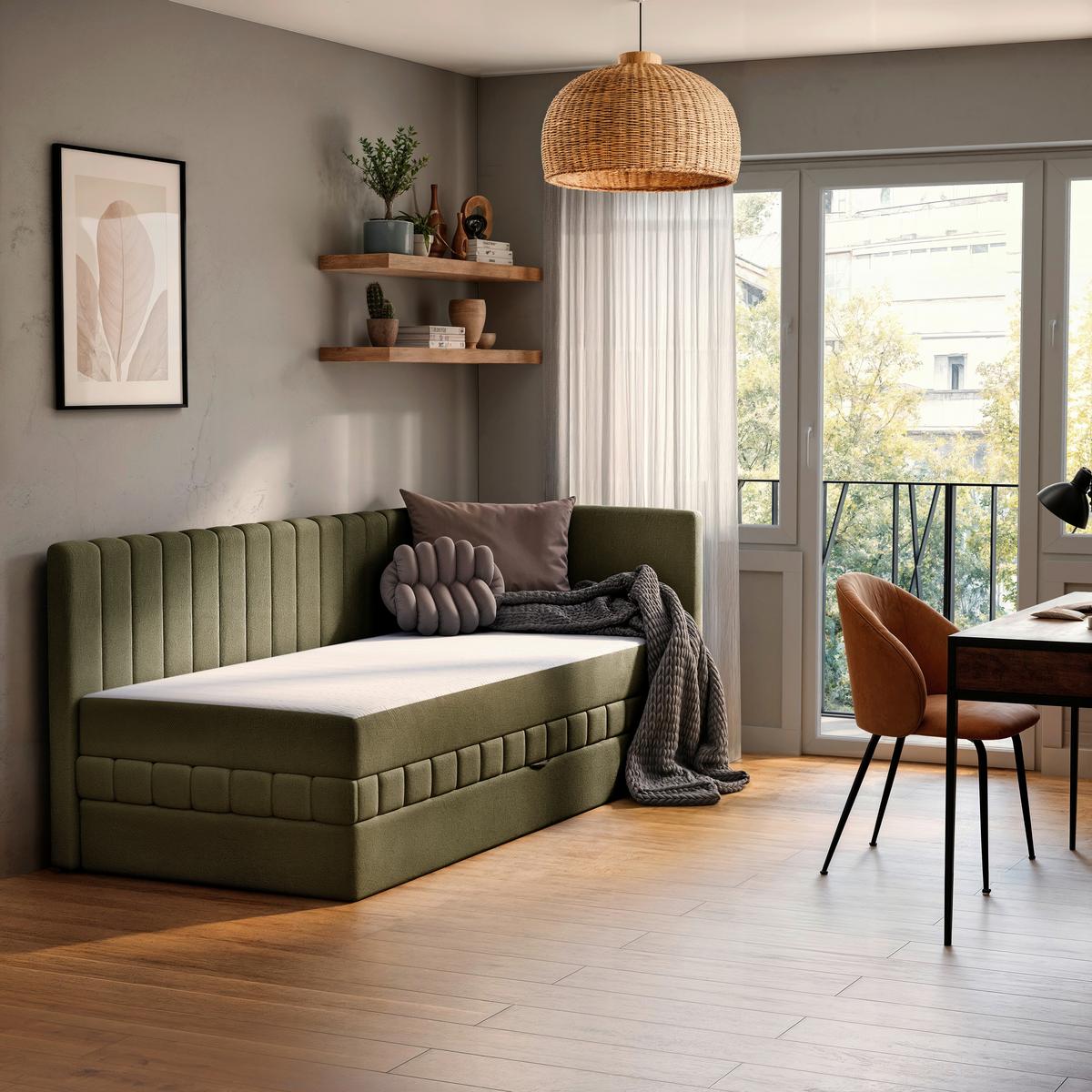 Schlafsofa Roma, Grün B: 212 Cm - Schwarz/Grün, Design, Holz/Holzwerkstoff (212/83/99cm) - MID.YOU