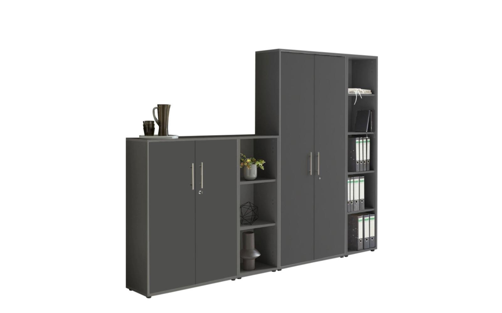 AKTENSCHRANK OFFICE EDITION - SW SET 4 - Anthrazit, MODERN, Holzwerkstoff (128,5/185,6/33cm) - MID.YOU
