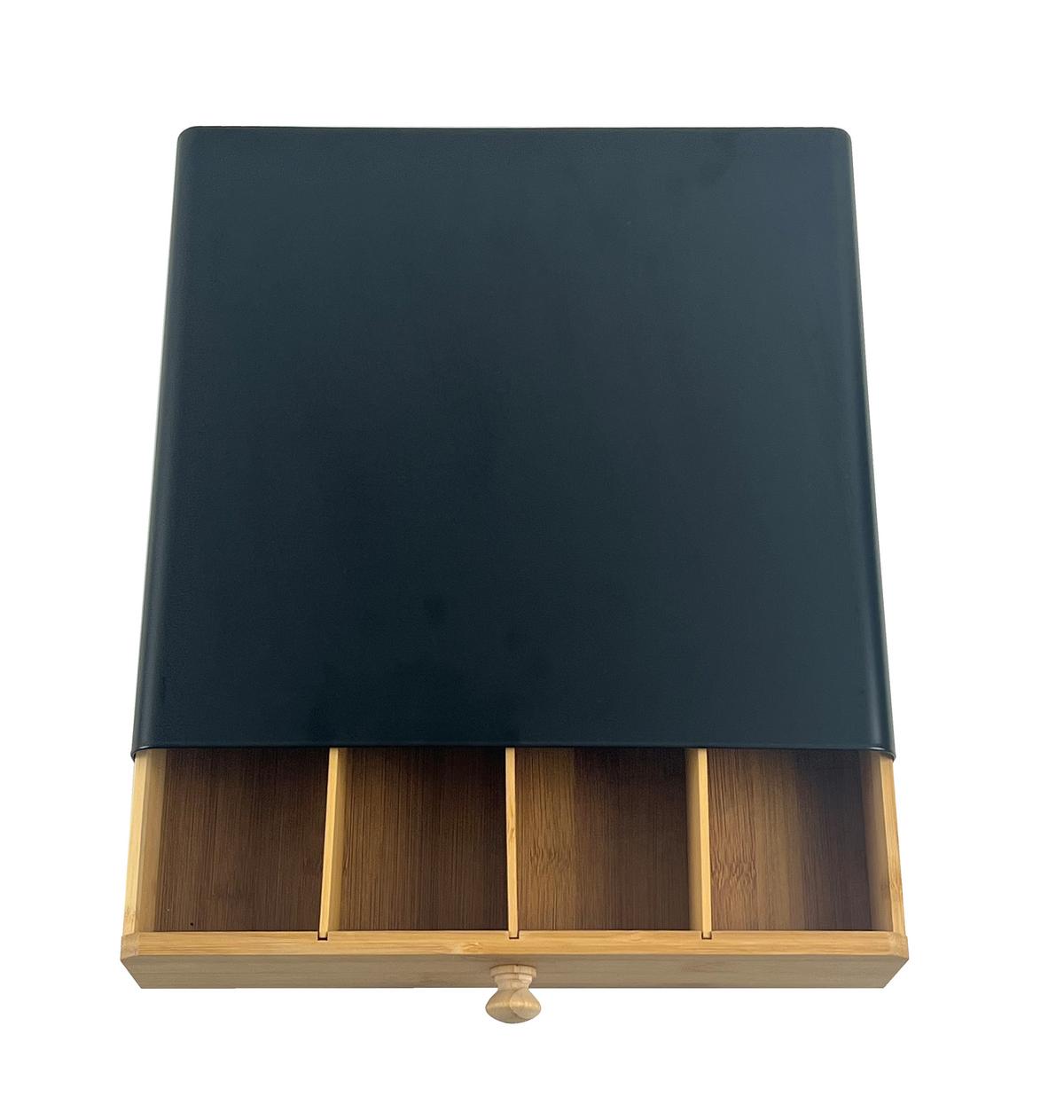 Organizér na kávu GEORGE - čierna/prírodná farba, Konventionell, kov/prírodné materiály (33/31/7,5cm) - Mömax