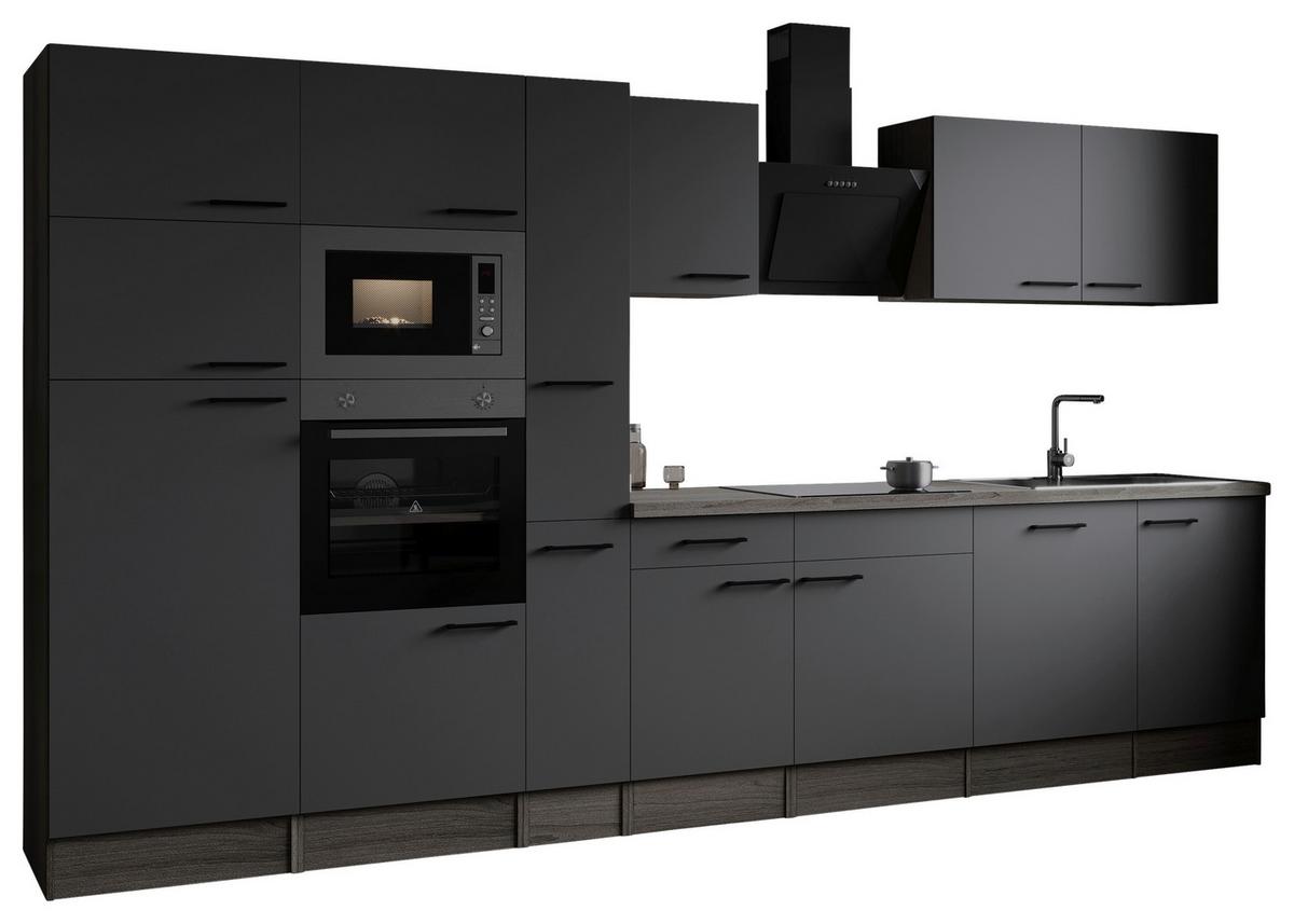 Küchenblock Oliver Grau, Eiche Dekor B: 370 Cm - Eichefarben/Eiche Artisan, Design, Holzwerkstoff (370cm) - Respekta