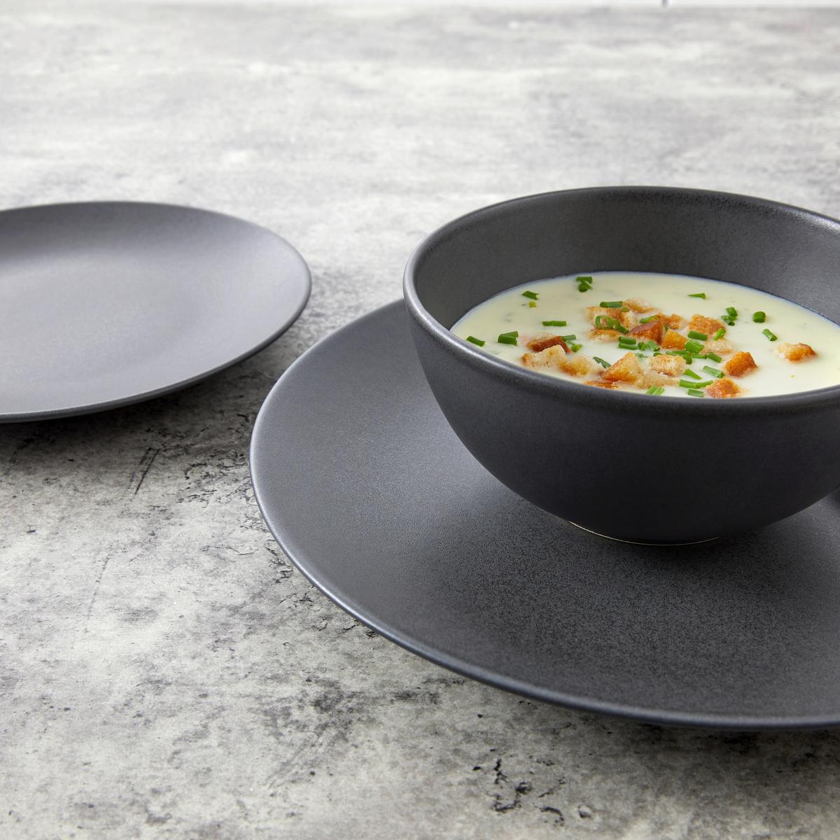 Tafelservice Keramik 4 Personen Geschirr Set Schwarz - Schwarz, MODERN, Keramik - Creatable