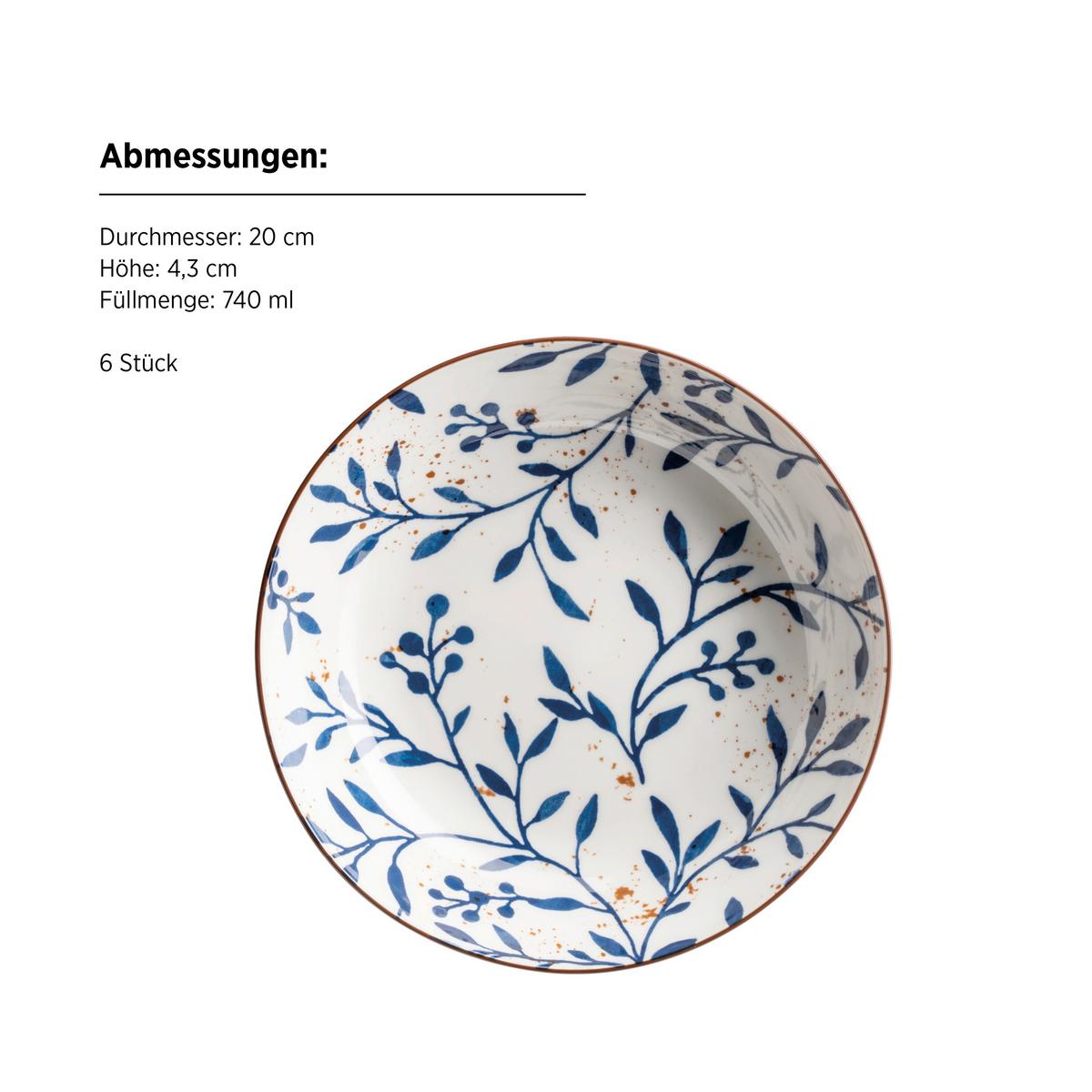 Tellerset 18--Teilig Keramik, Blau, Braun, Weiß - Blau/Braun, Basics, Keramik - Mäser