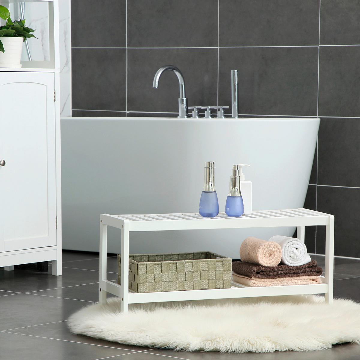 Regál na topánky bambus - biela, Trend, drevo (70/33/26cm) - Boxxx
