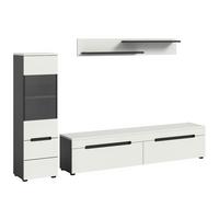 WOHNWAND Canu Weiß B: 221cm - Schwarz/Weiß, Design, Holzwerkstoff (221/141/33cm) - Livetastic