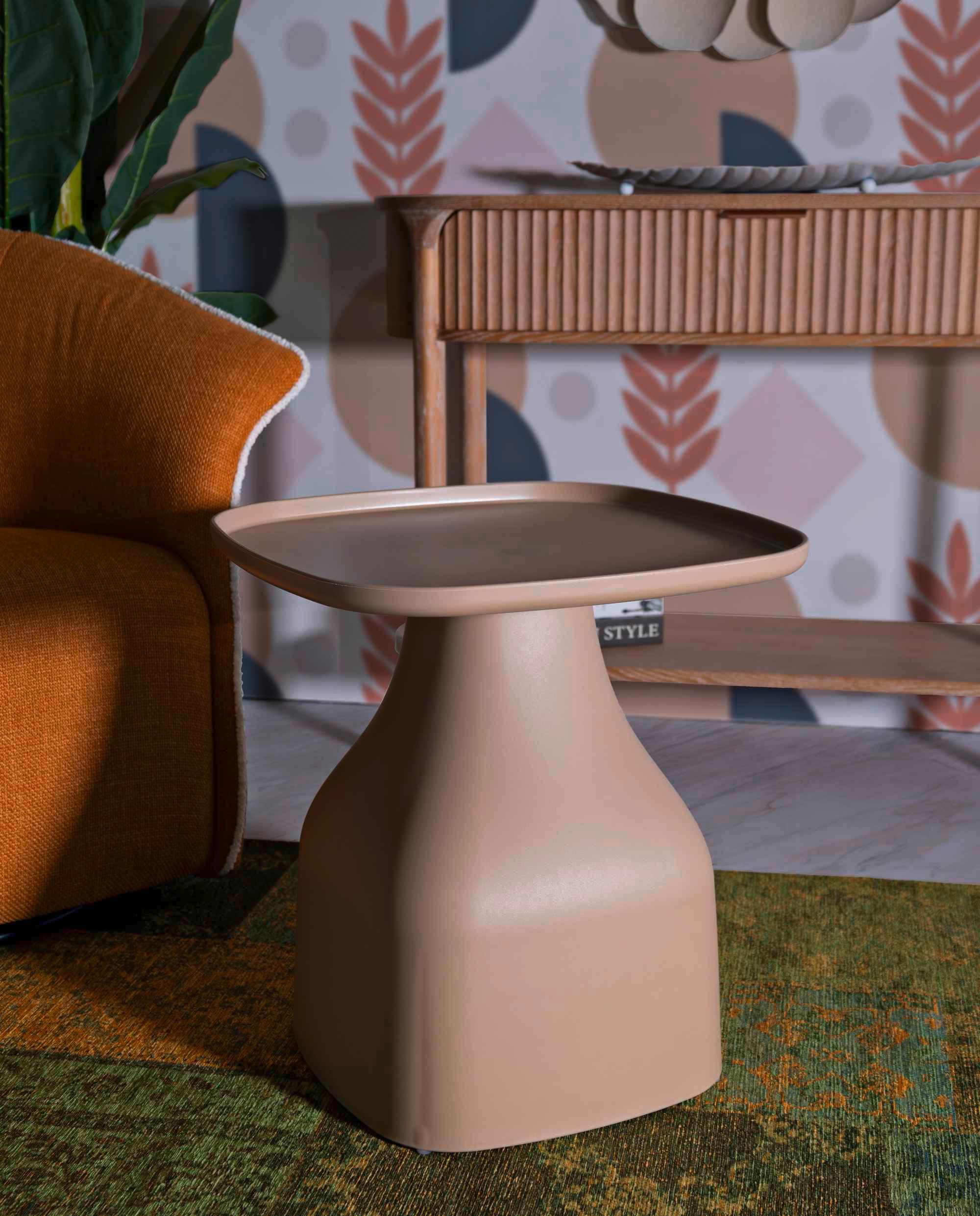 Couchtisch Gea Table Grau B: 48 cm - Beige, Basics, Kunststoff (48/50/48cm)