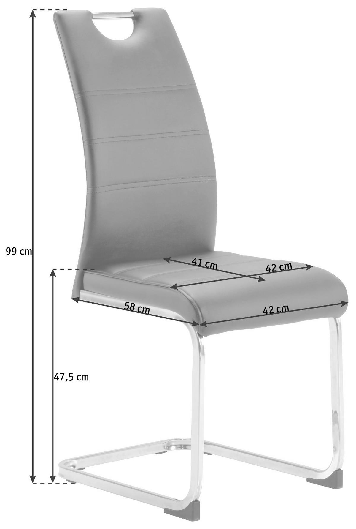 Schwingstuhl Leander Schwarz mit Griff 4er-Set - Chromfarben/Schwarz, Design, Textil/Metall (42/99/56cm) - P & B