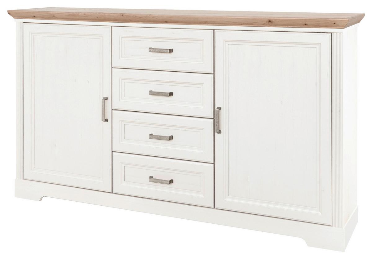 Kommode 164 Cm Jasmin Ii Weiß/eiche Artisan - Schwarz/Weiß, LIFESTYLE, Holzwerkstoff (164/90/41cm)