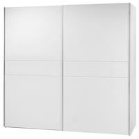 Šatníková skriňa s posuvnými dverami Poly 4, biela - biela/hliníková, Modern, kov/kompozitné drevo (215/210/58cm)