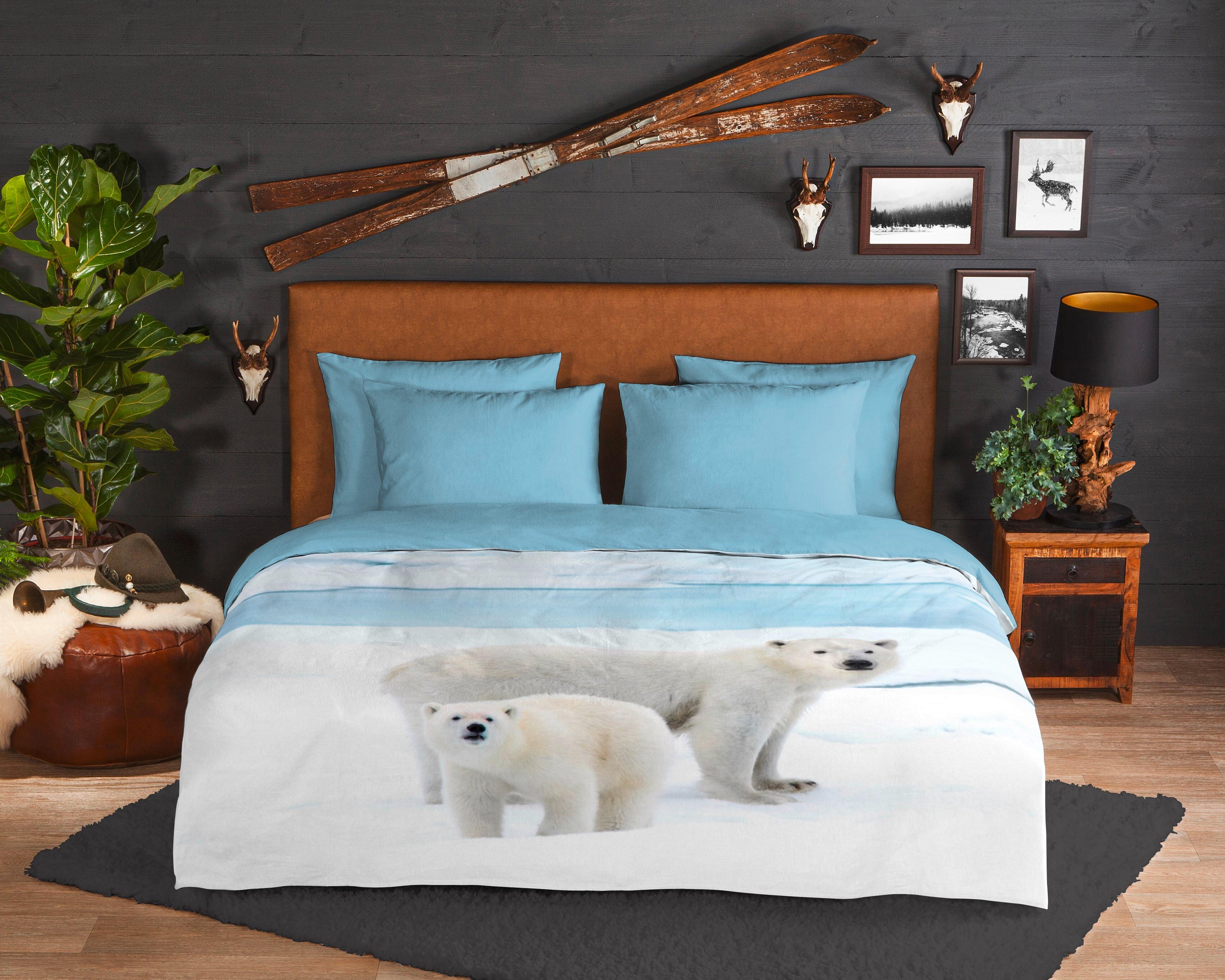 Bettwäsche Care Blau Weiß 140x200 cm - Blau/Weiß, Trend, Textil (140/200cm)