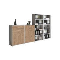 Aktenschrank Office Edition Grau/eiche Dekor B: 337,6cm - Eichefarben/Grau, MODERN, Holzwerkstoff (337,6/185,6/33cm) - MID.YOU